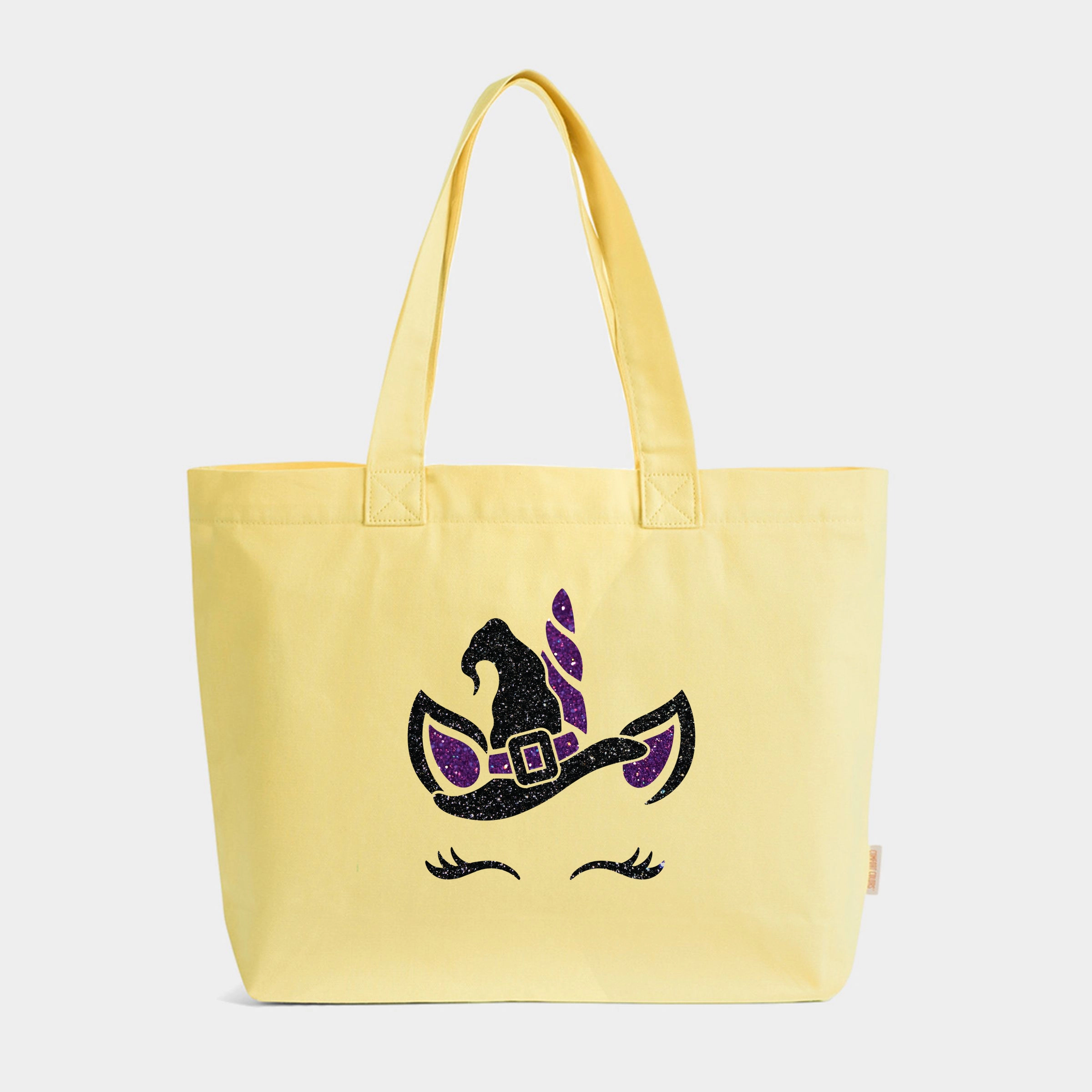 Simply Sage Market - Zippered Canvas Tote Unicorn Witch Glitter