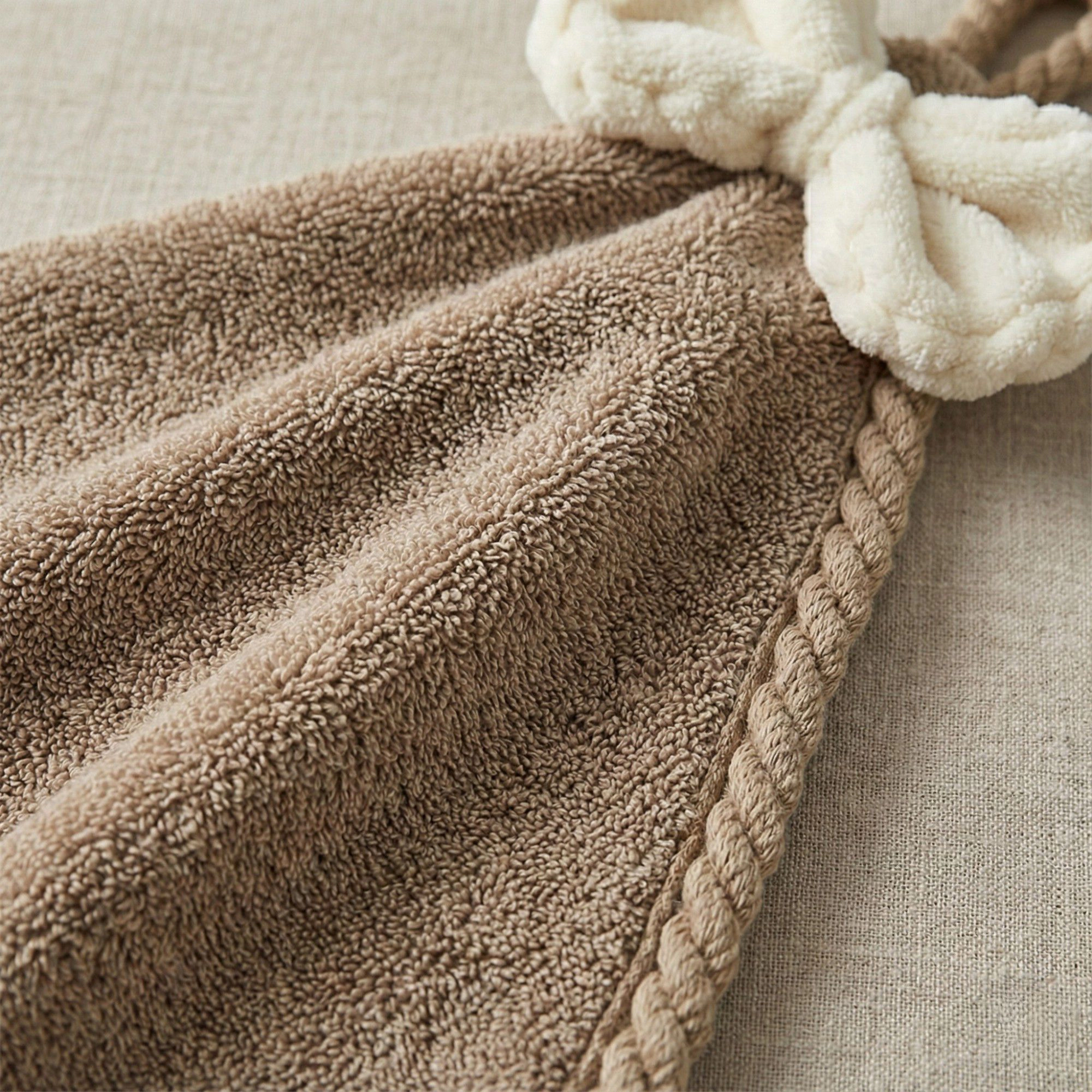 Alilang Unisex Soft Absorbent Hanging Hand Towels with Bow Detail Reusable Cleaning Cloth 2 Pack
