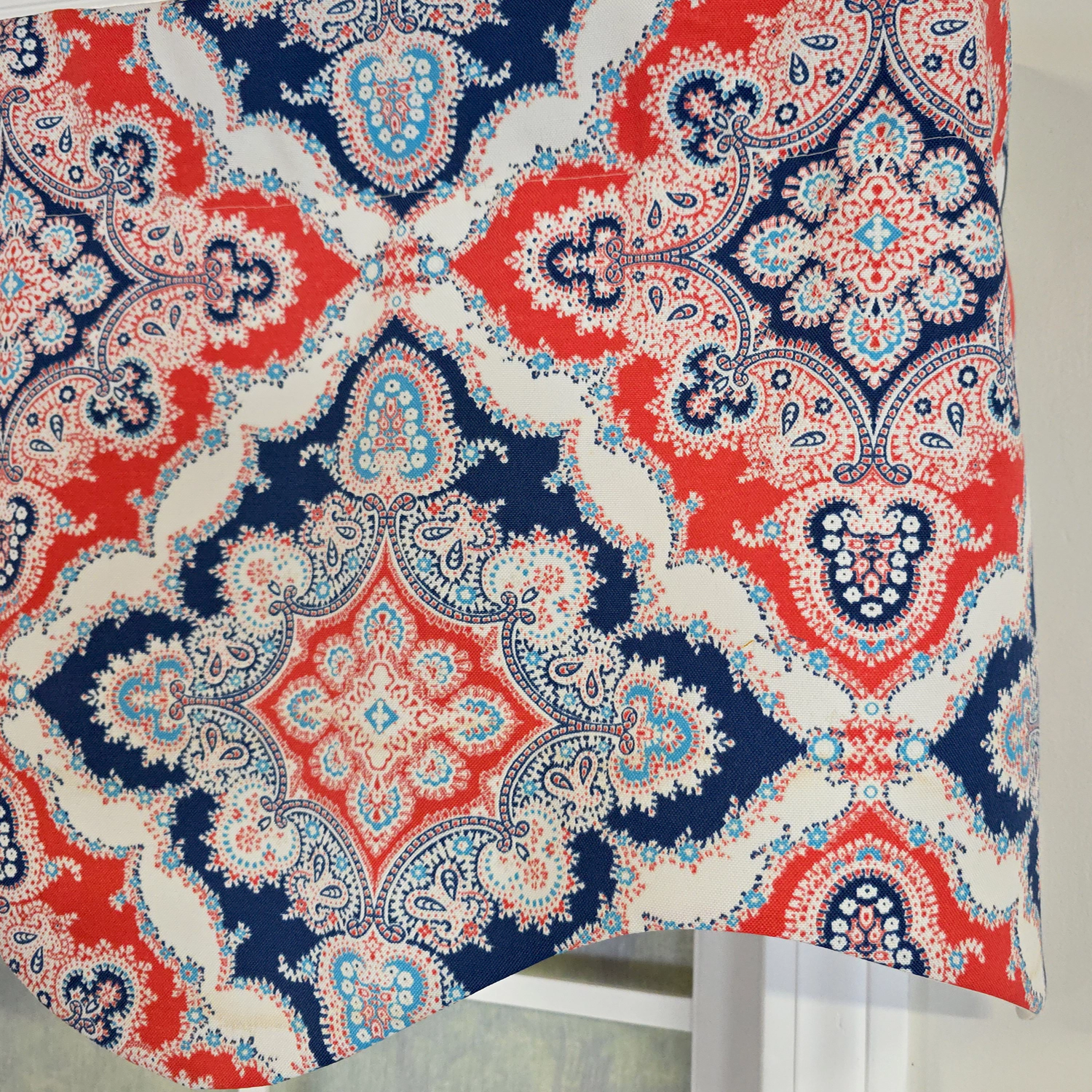 RLF Home 100% Cotton Coventry Regal  Fully lined Windows Rod Pocket Valance 50" x 17"  Navy