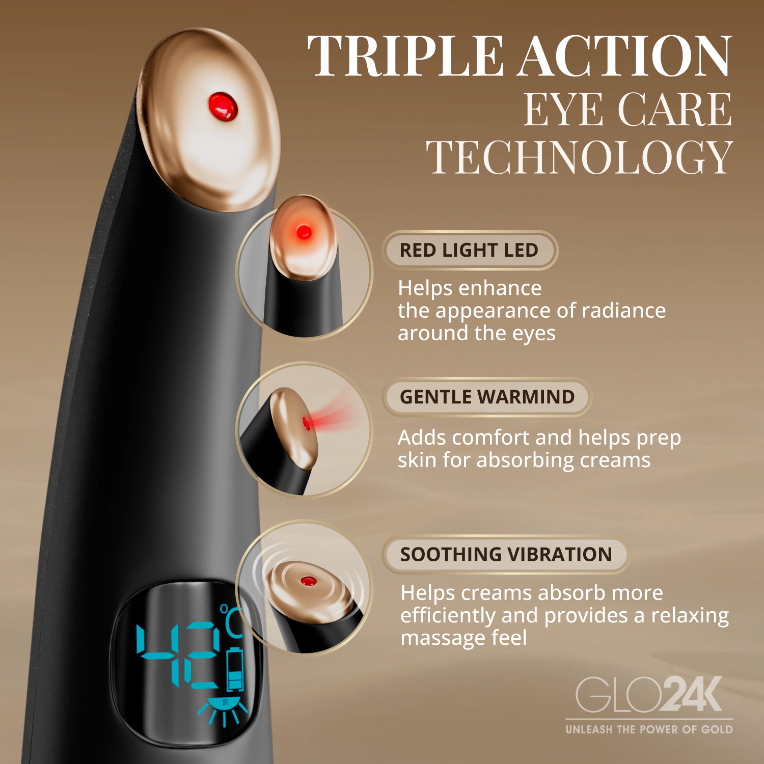 GLO24K Triple Action Eye Care Therapy Wand
