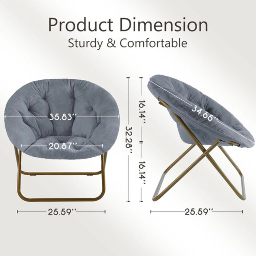 Rocky Peak Living Unisex Foldable Faux Fur Saucer Chair