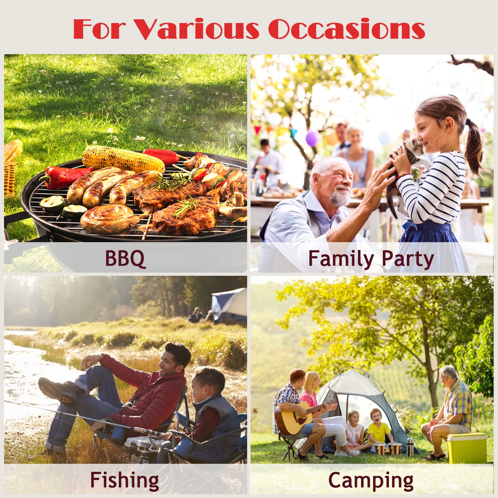 SUGIFT Folding Camping Grill Table with Storage Organizer 55-lb Capacity Steel Aluminum MDF Frame Black/Gray