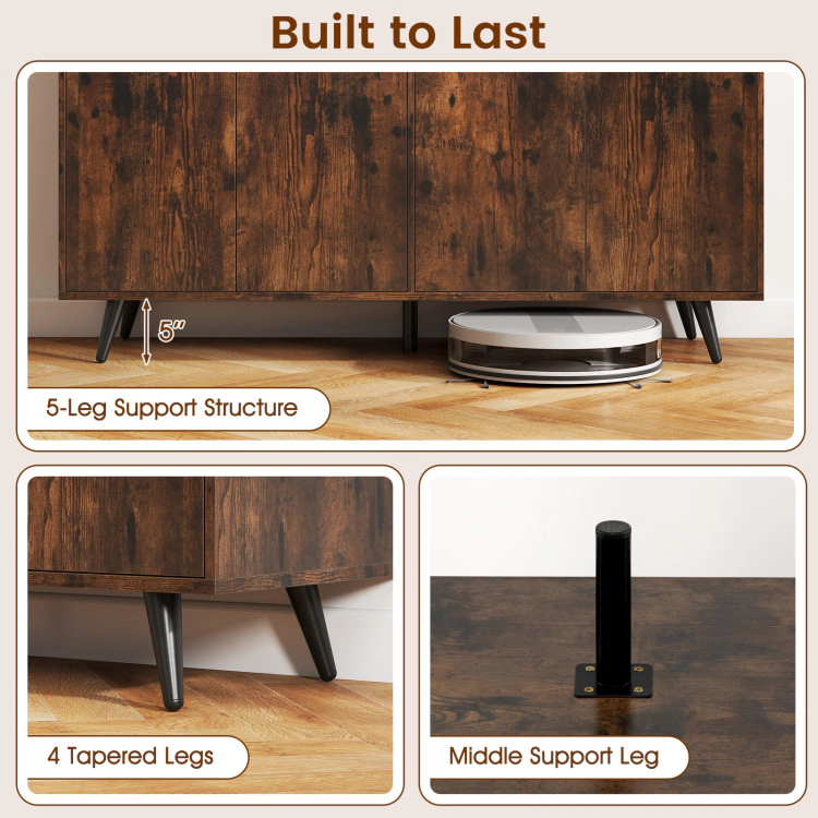 Hivvago Buffet Sideboard Mid Century Modern Storage Cabinet With Adjustable Shelves