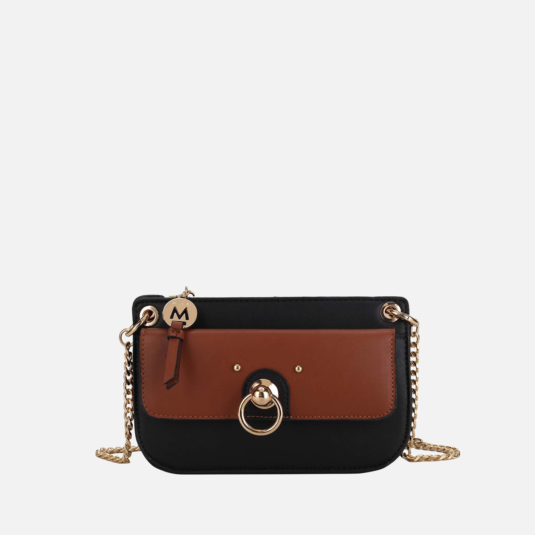 Mia K Collection Jill Color Block Vegan Leather Crossbody Bag