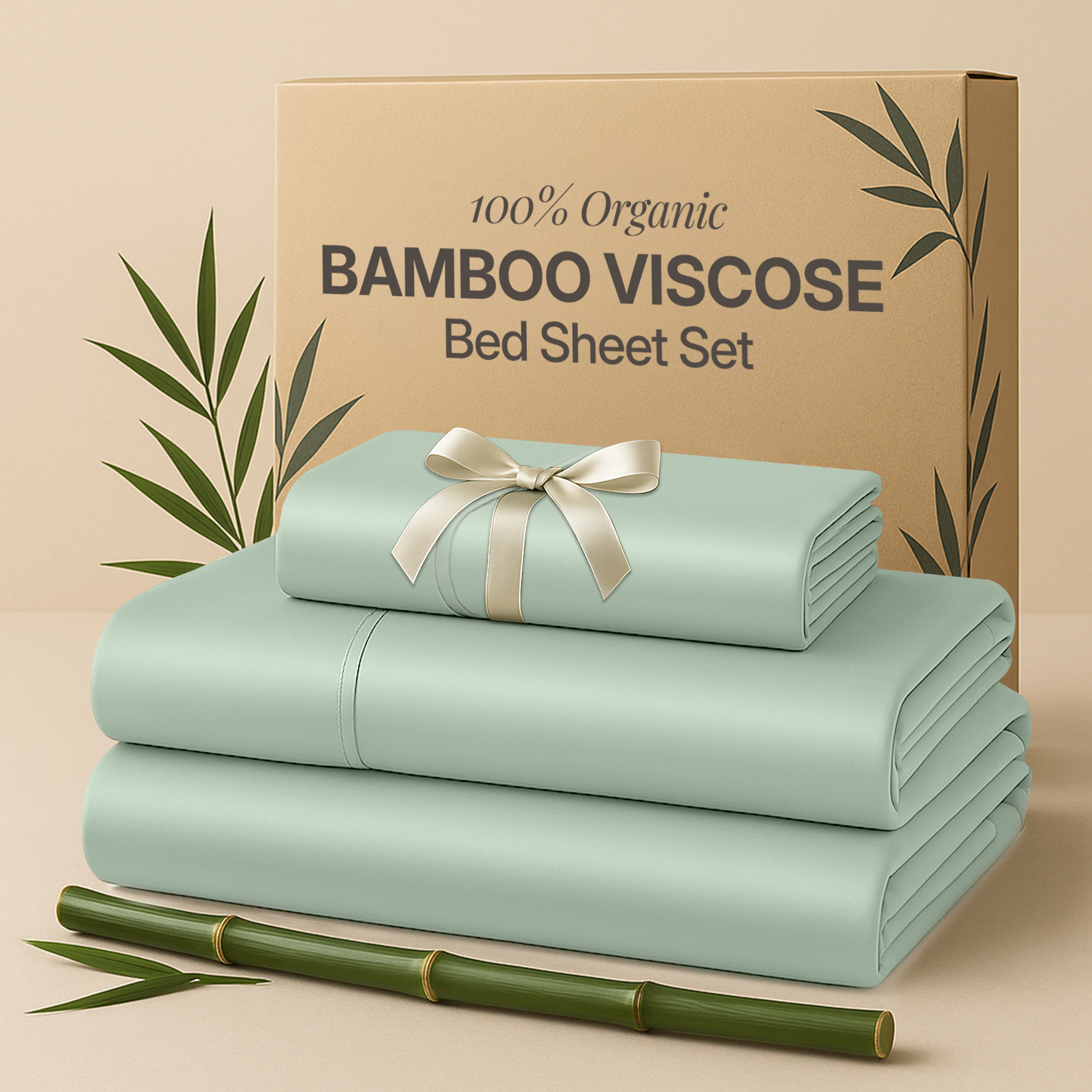 Lux Decor Collection 100% Organic Viscose from Bamboo Sheets 4-Piece Deep Pocket Cooling Bed Sheet Set