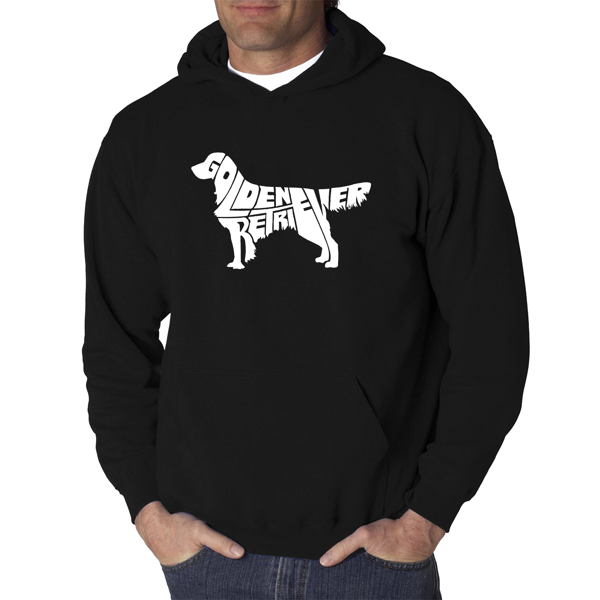 LA Pop Art Golden Retreiver - Men's Word Hooded Sweatshirt