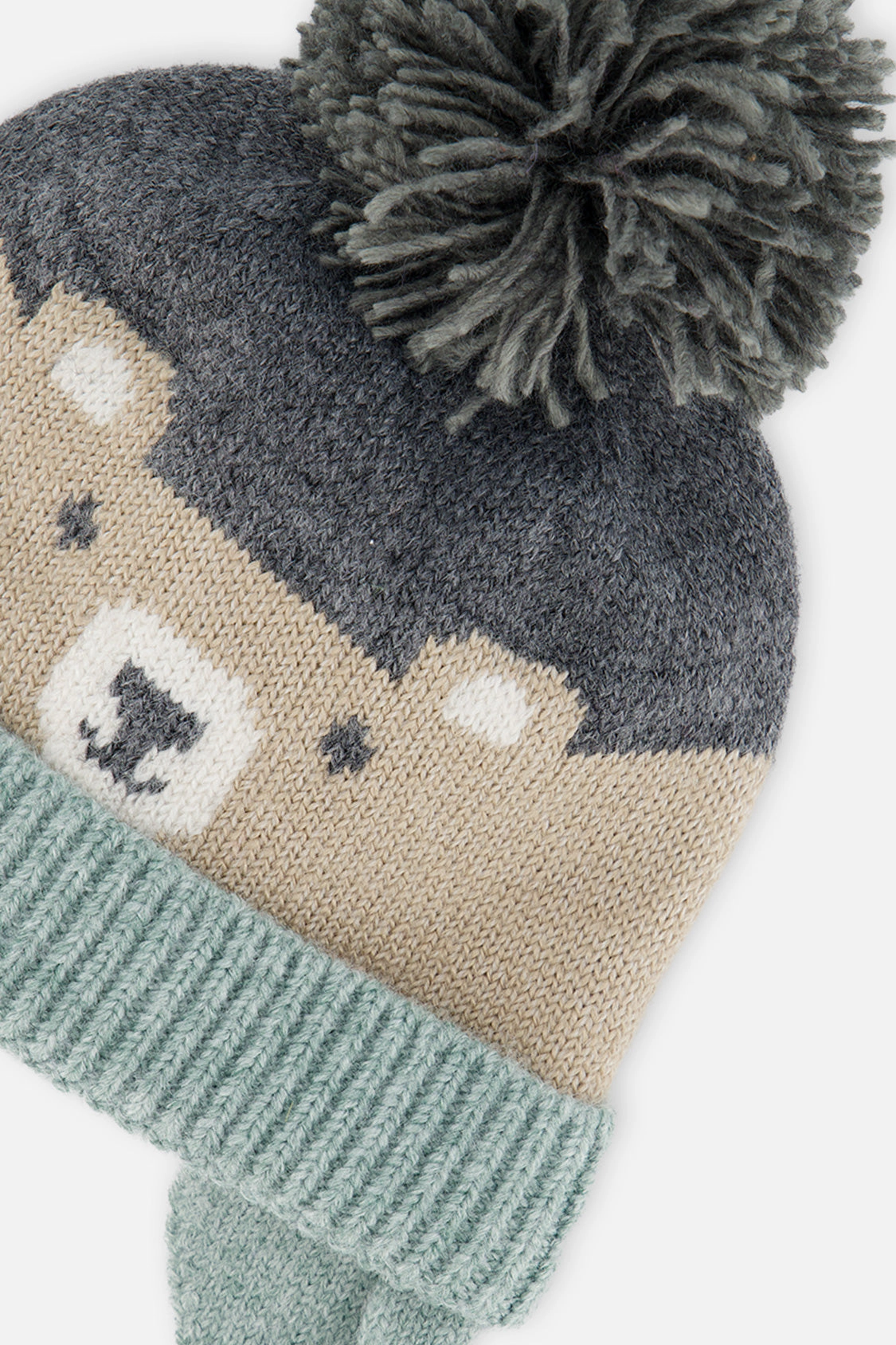 Deux par Boys Winter Knit Hat with Teddy Bear Face and Ears