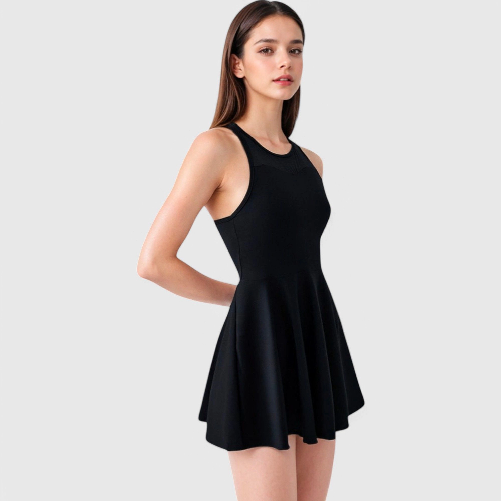 Anna-Kaci Women's Sleeveless Woven Tennis Dress with Fitted Bodice and Flared Skirt Hem