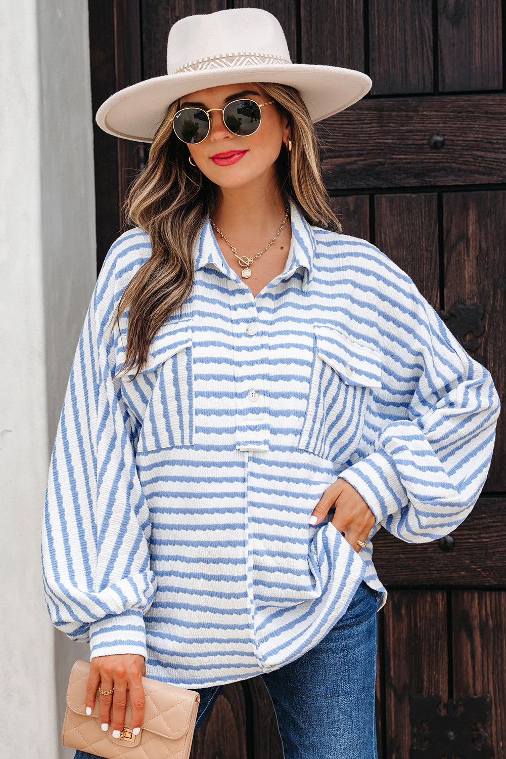 Threaded Pear Women's Leilani Chest Loose Fit Blouse