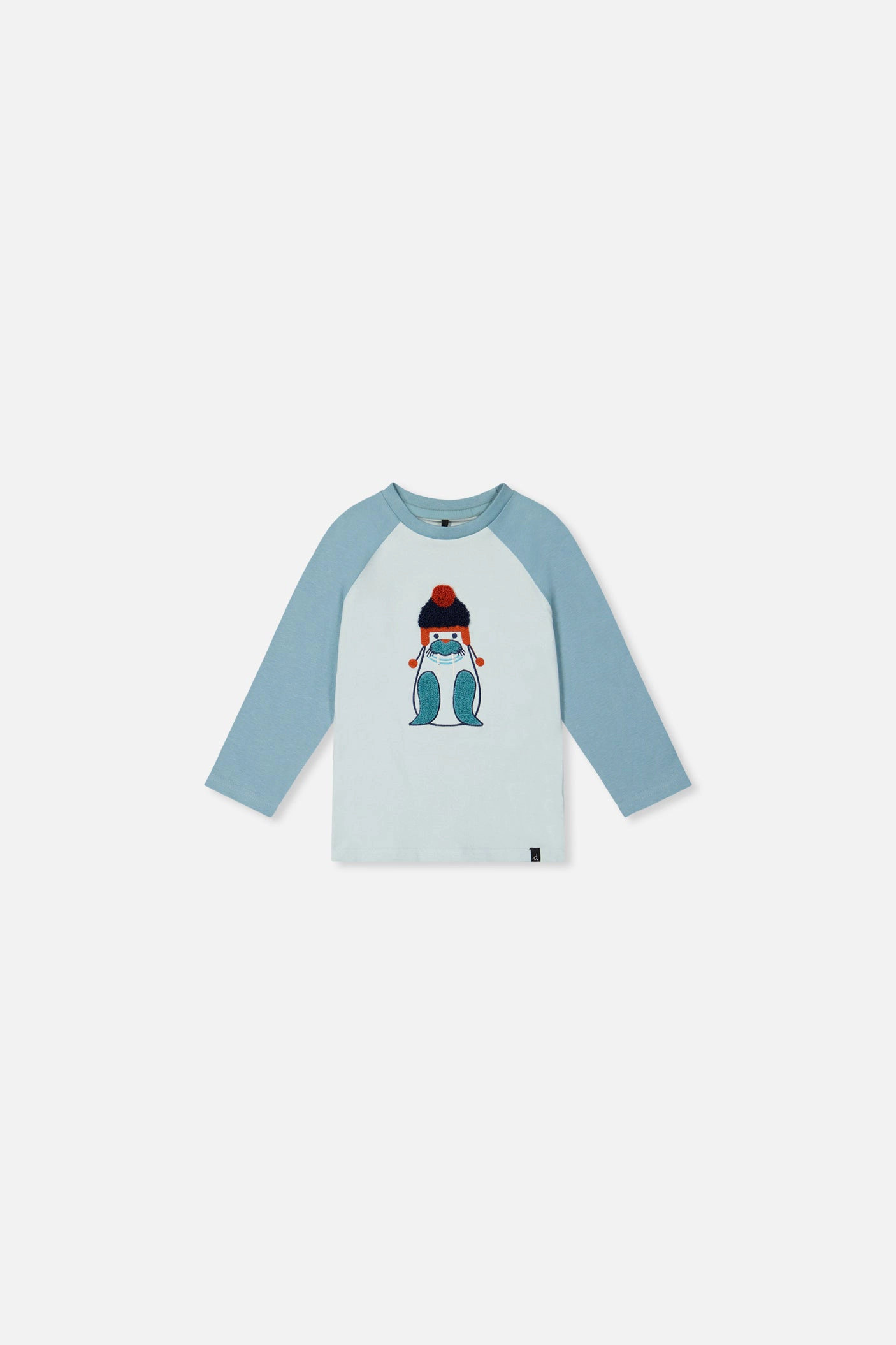 Deux par Boys Long Sleeve Raglan Organic Cotton Walrus Ski Graphic T-Shirt