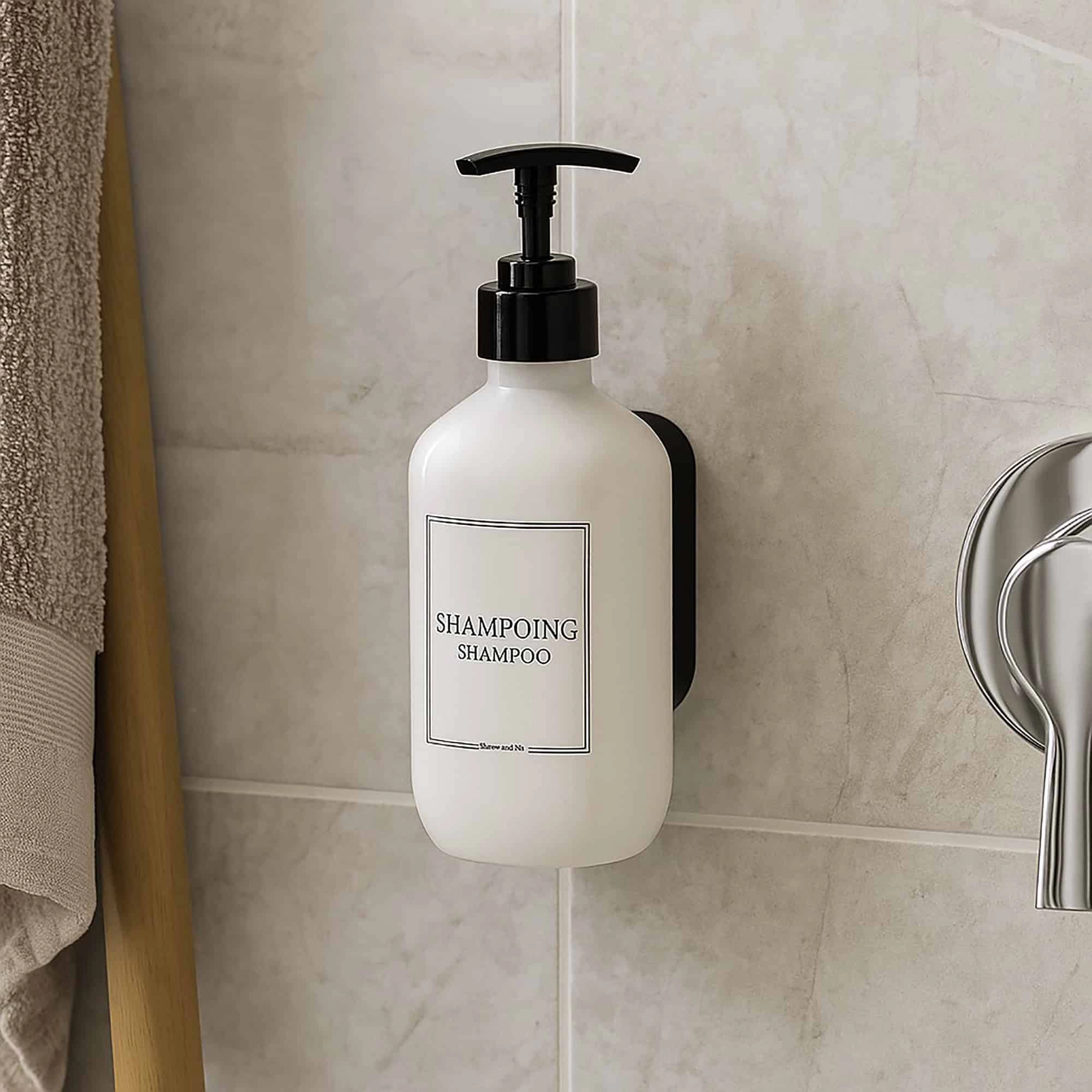 Evideco French Home Goods 13 oz Matte White Refillable Wall-Mounted Shampoo Dispenser