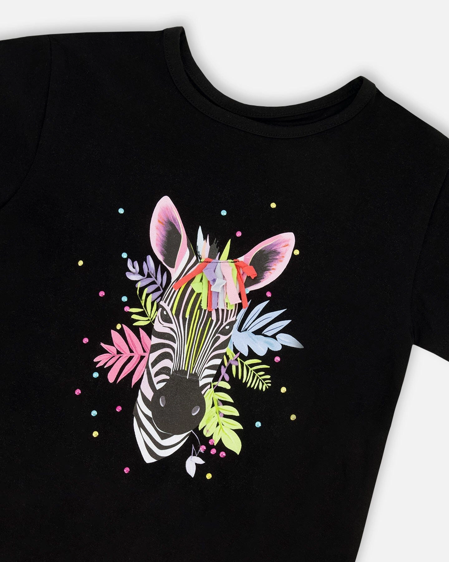 Deux par Girls Organic Cotton Jersey T-Shirt with Zebra