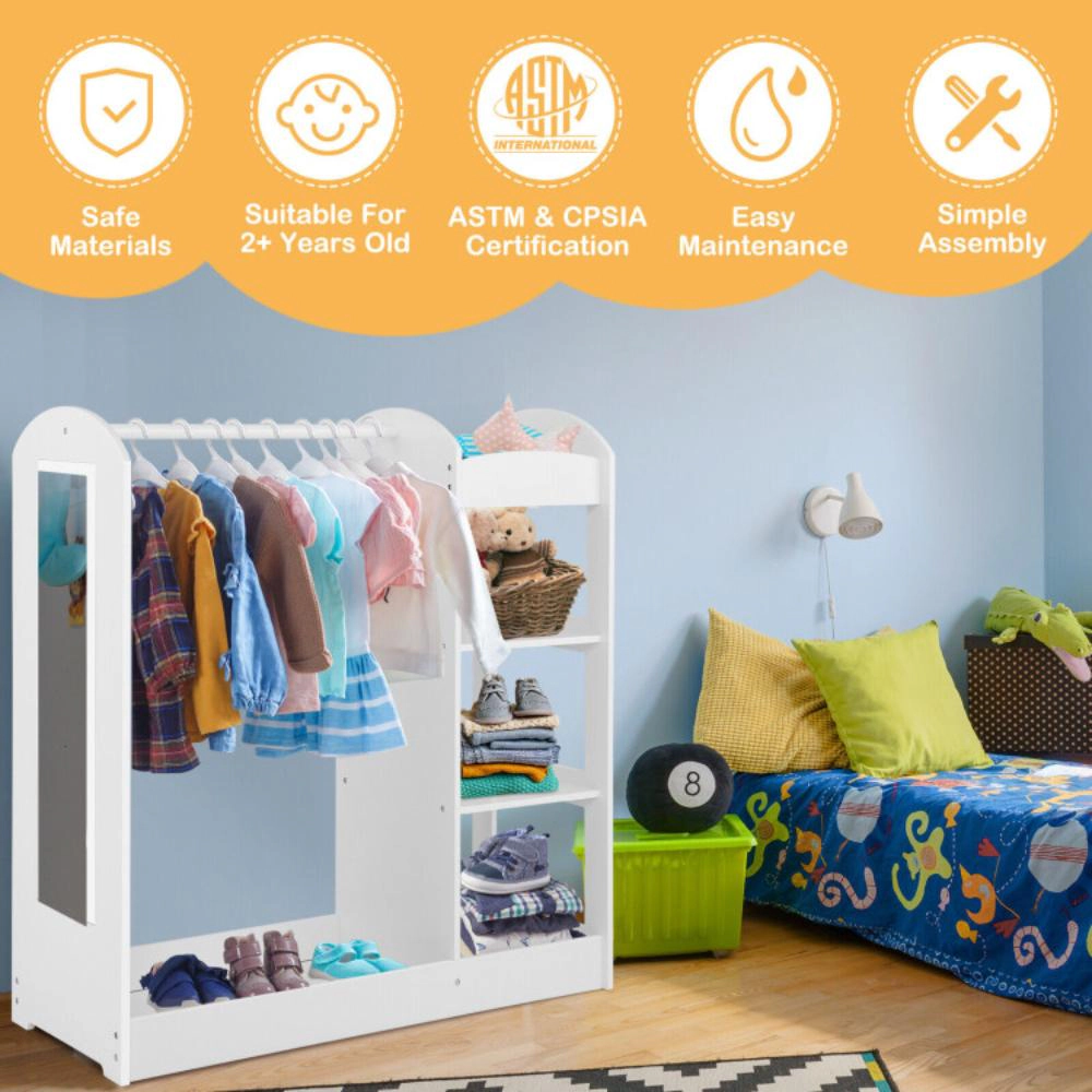 Hivvago Kids Dress Up Storage with Mirror