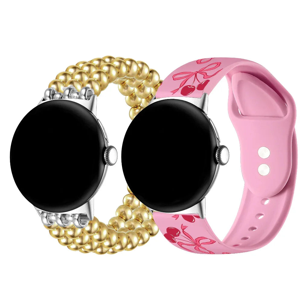 Posh Tech Womens 2-Pack Beaded + Cherry Silicone Bands for Smartwatch