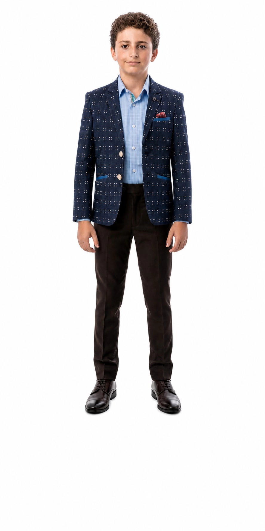 Elie Balleh Boys Slim Fit Dotted Textu Blazer