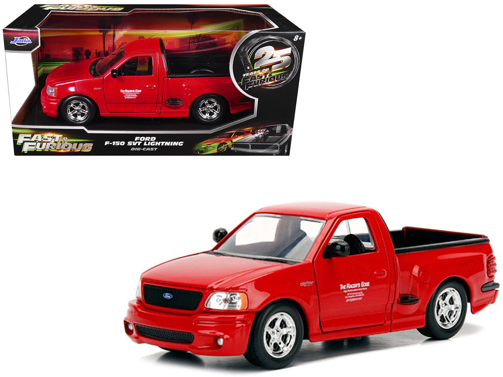 Jada Ford F-150 SVT Lightning Pickup Truck Red "The Fast and the Furious" (2001) Movie "25 Years of Fast &