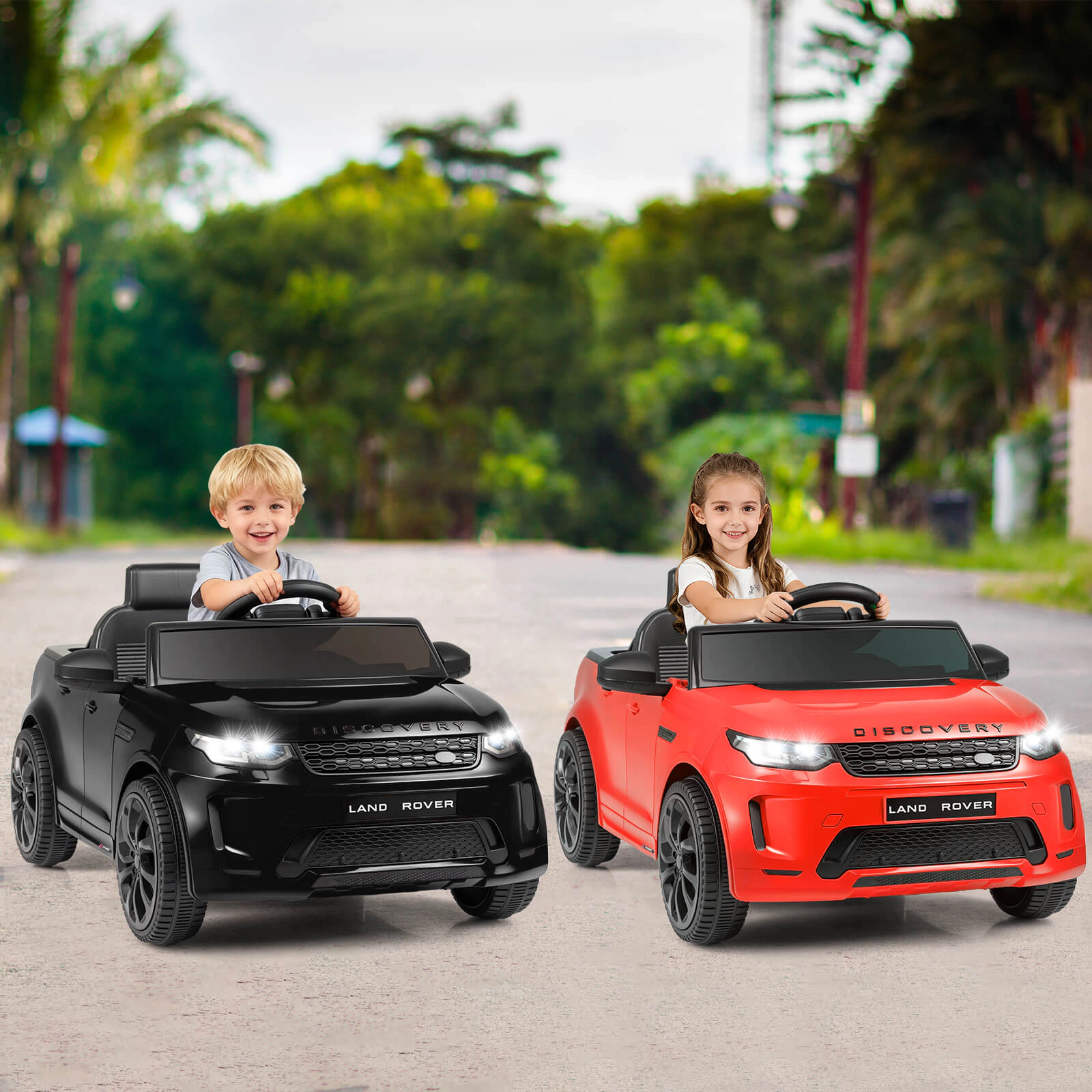 Costway 12V Licensed Land Rover Kids Ride on Car with Remote Control, LED Lights, Music, Horn