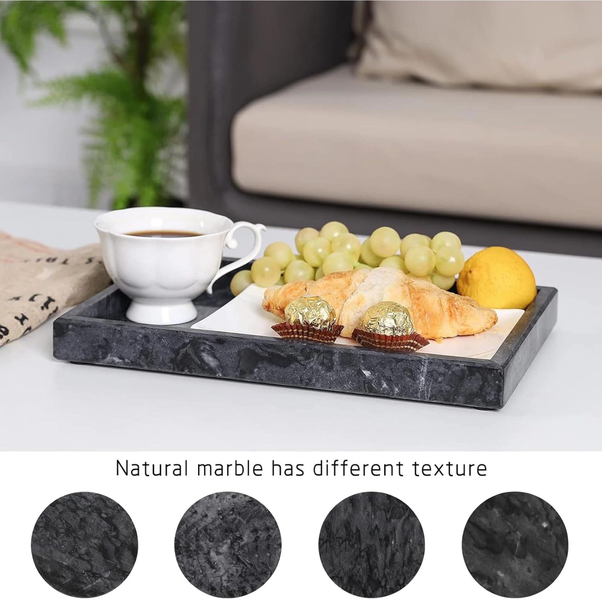 Stock Preferred Marble Bathroom Vanity Tray 12 x 8 Inch Decorative Countertop Organizer
