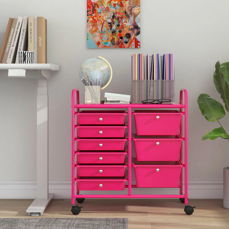 Hivvago 9-Drawer Rolling Supply Organizer with Metal Frame