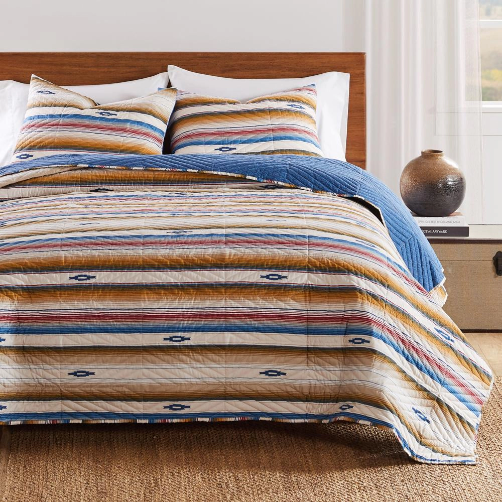 Barefoot Bungalow Painted Desert Embellished with Thunderbird Motifs and Geometric Chevron Quilt Set