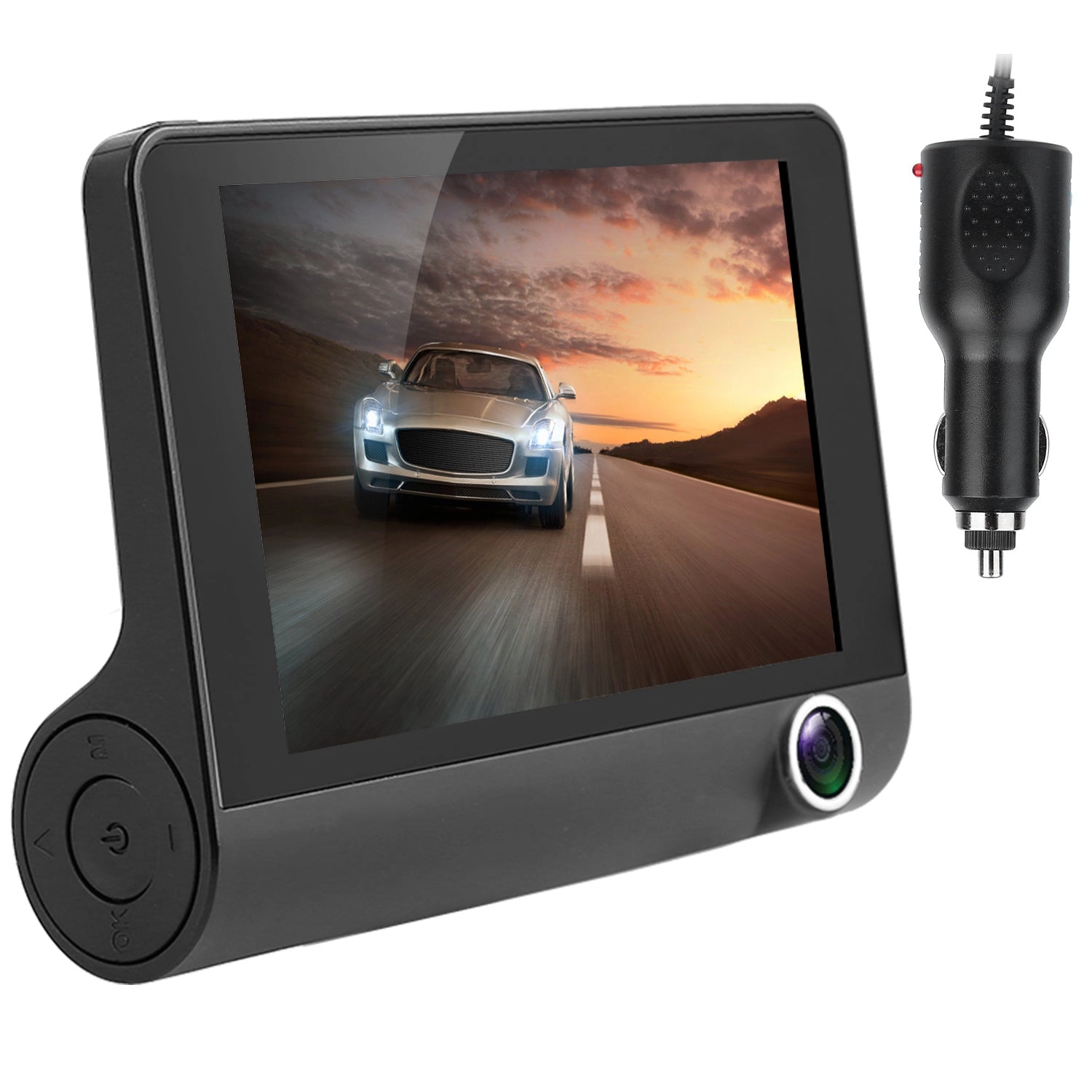 GBruno 4 Inch 3-Lens 1296P Car Dash Camera