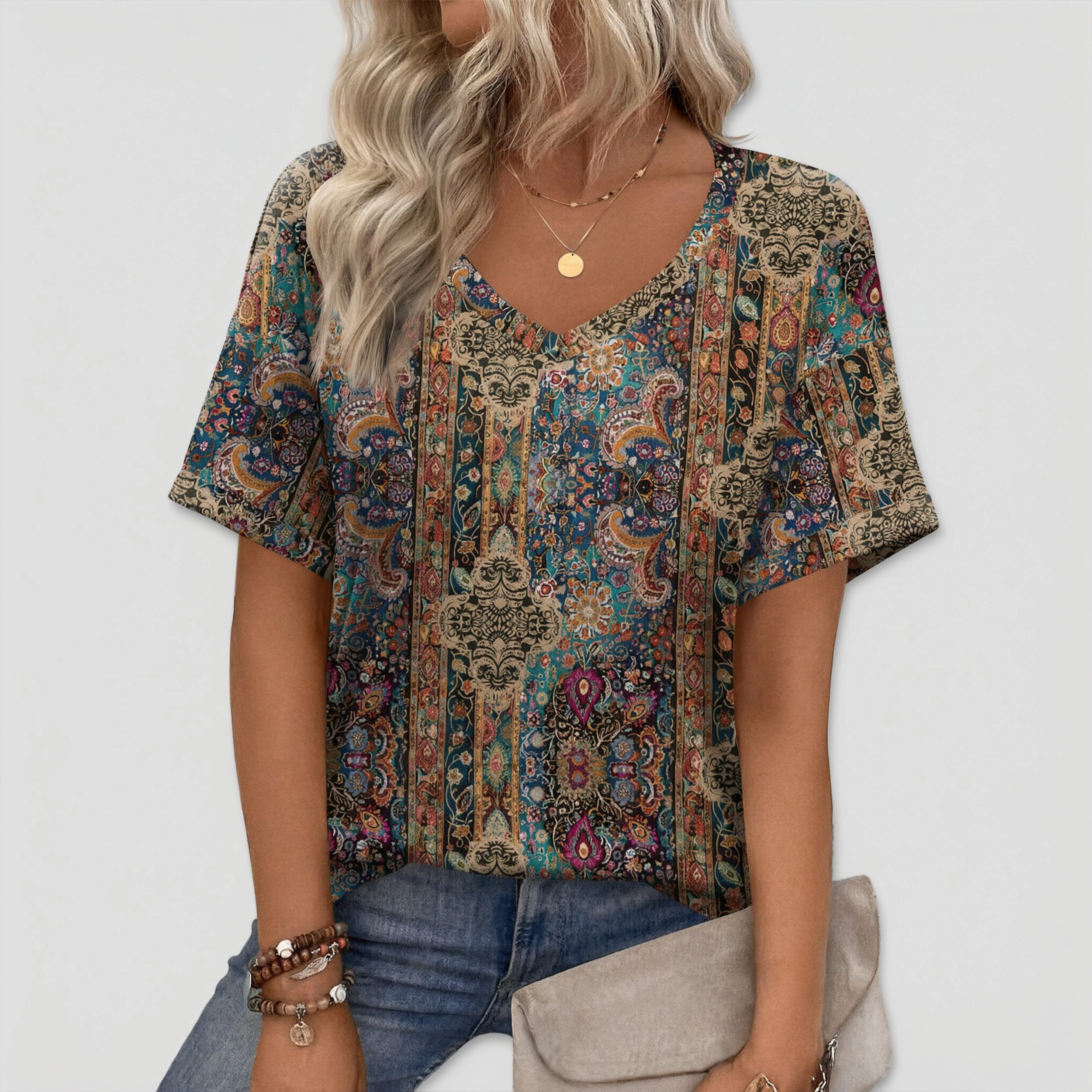 Zeagoo Women V Neck Short Sleeve Tunic Top
