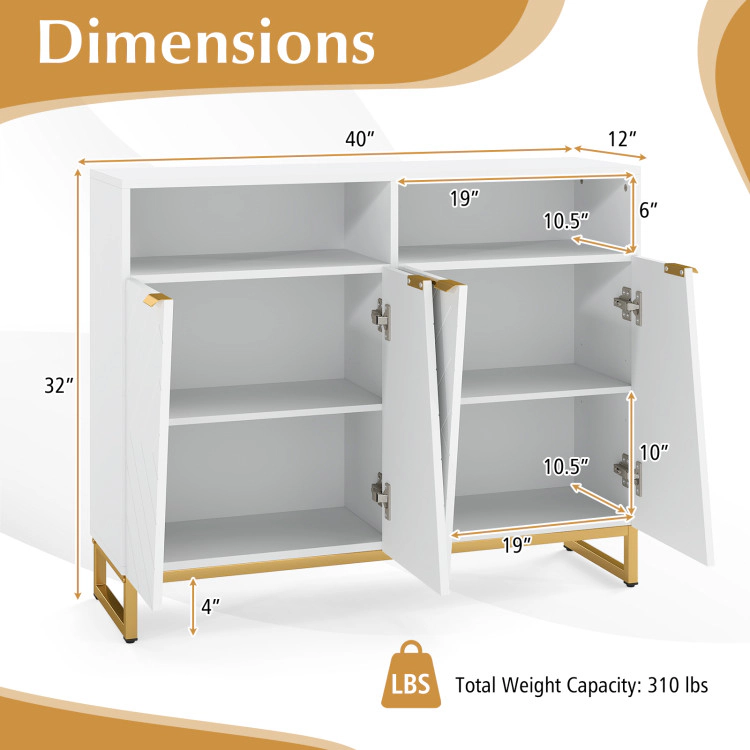 Hivvago Modern Sideboard Cabinet With 4 Doors And Adjustable Shelves