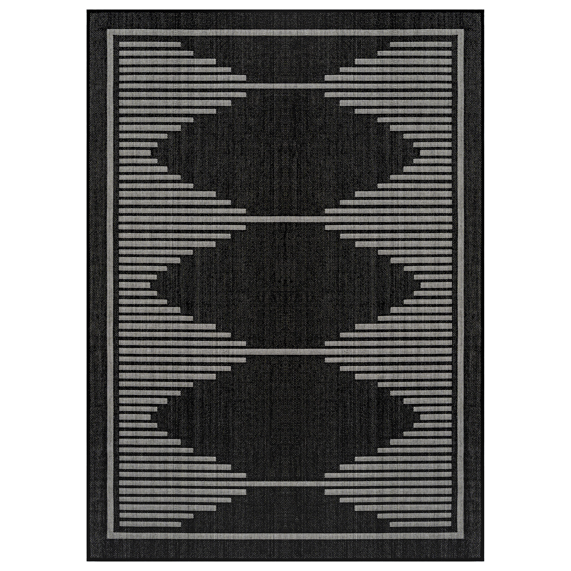 World Rug Gallery Geometric Indoor/Outdoor Flat Woven Area - Natural Jute-Style Patio for Backyard Porch Deck
