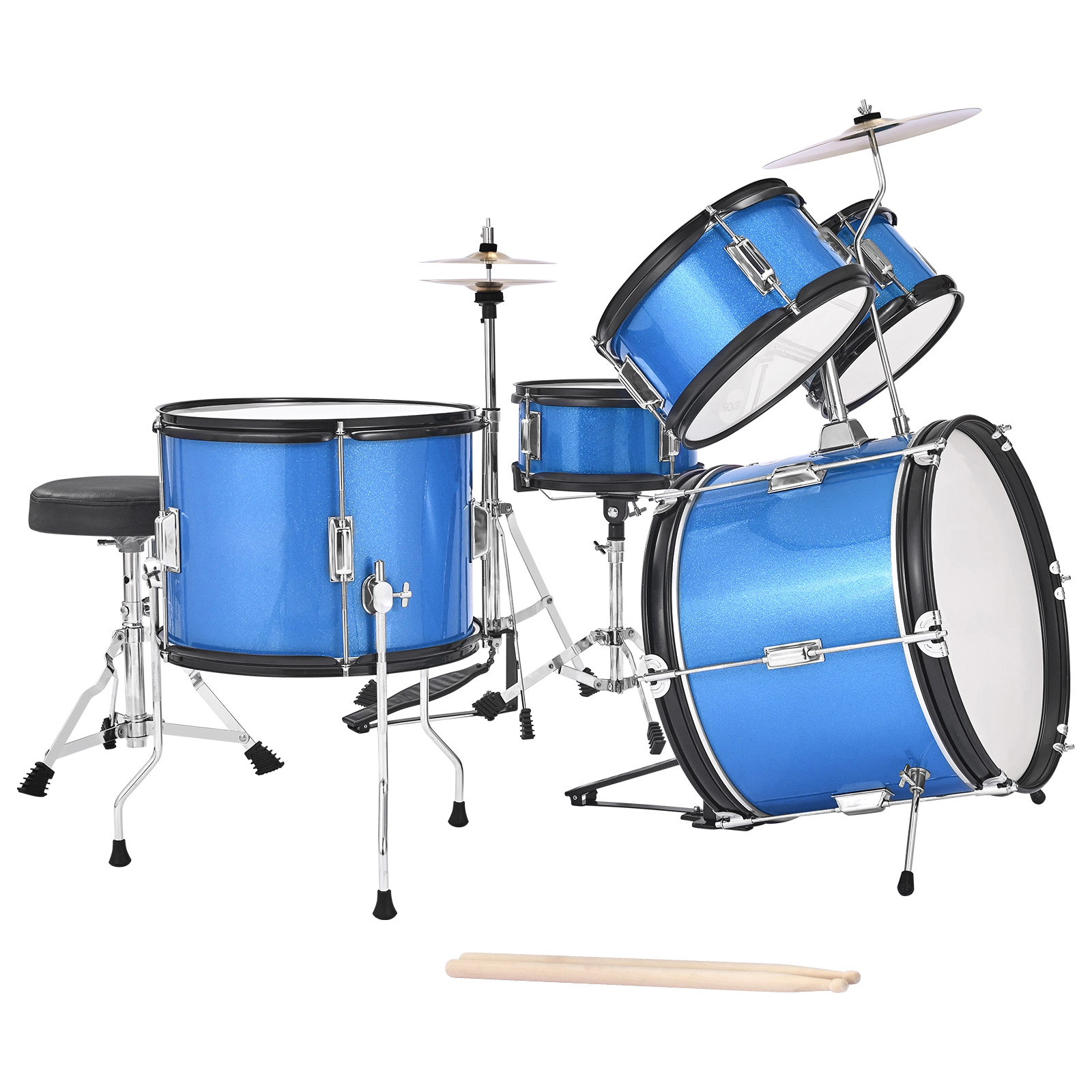 HONGGE Kids Drum Set Junior Drum Sets Beginner Drums Set with Adjustable Throne Cymbal & Two Pairs of Drumsticks