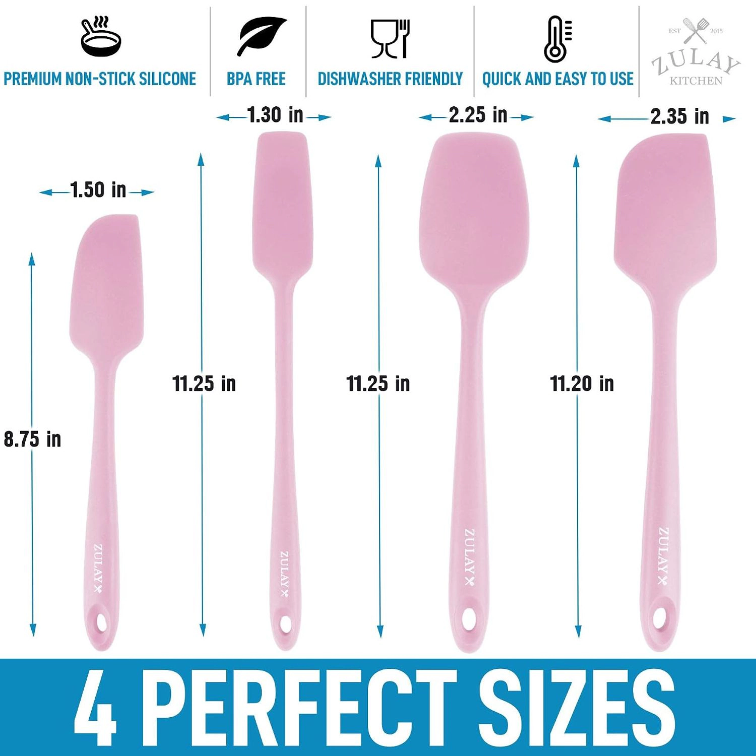 Zulay Kitchen 4pcs Heat Resistant Silicone Spatula Set for Cooking