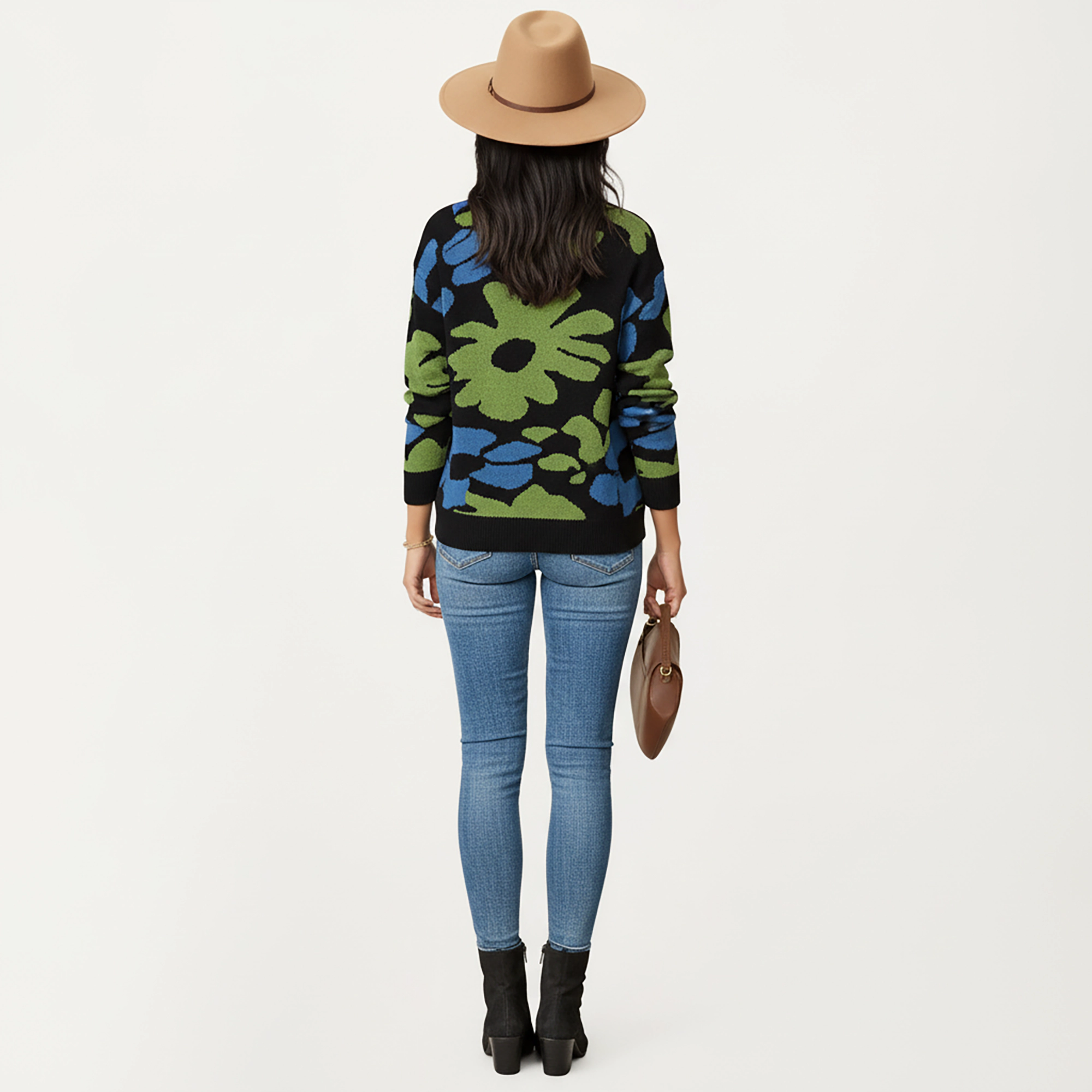 Anna-Kaci Women's Bold Floral Pattern Knit Sweater with Soft Textured Feel, Long Sleeves and Comfortable Relaxed Fit