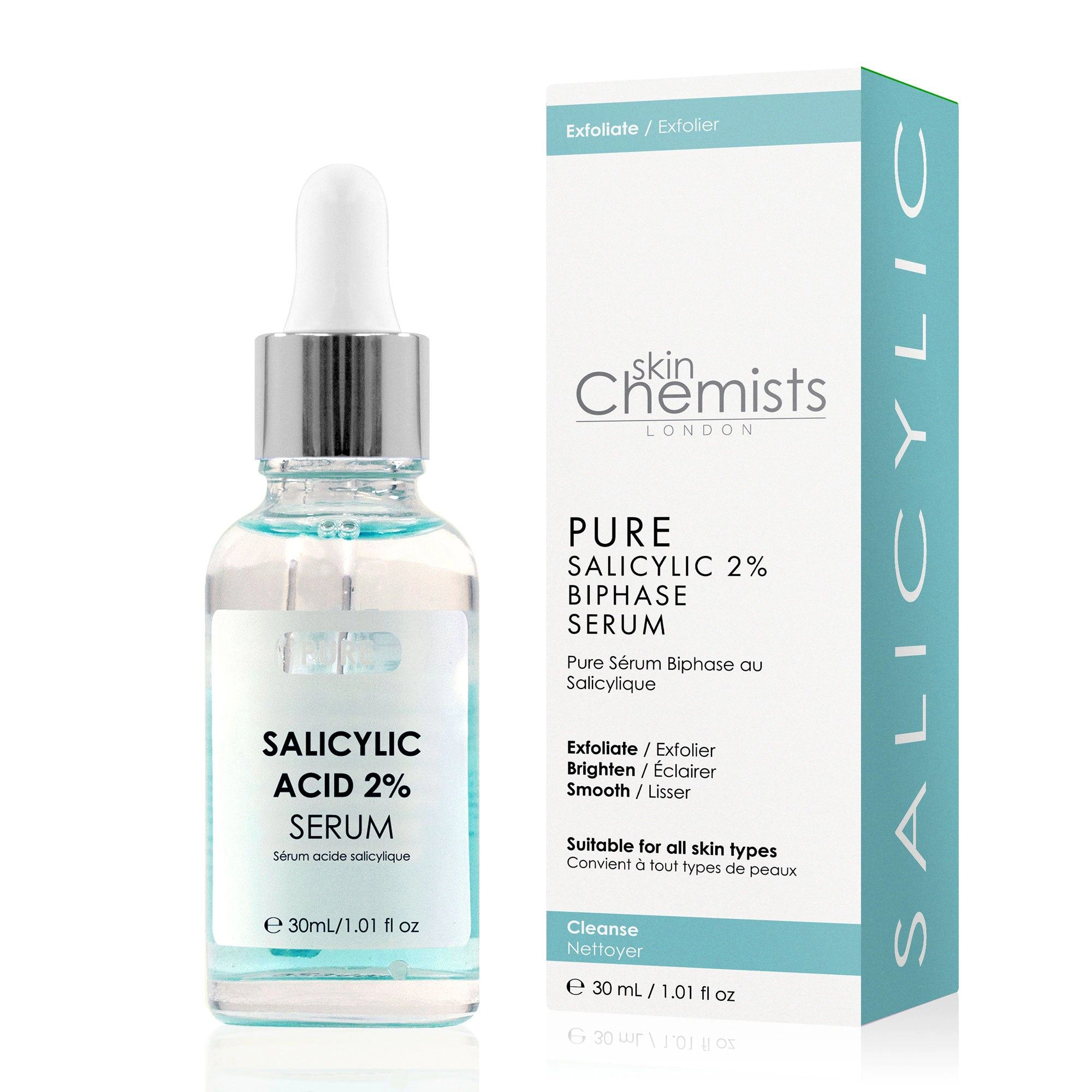 skinChemists Pure Salicylic Acid 2% Biphase Serum 30ml - Acne, Blemishes & Large Pores