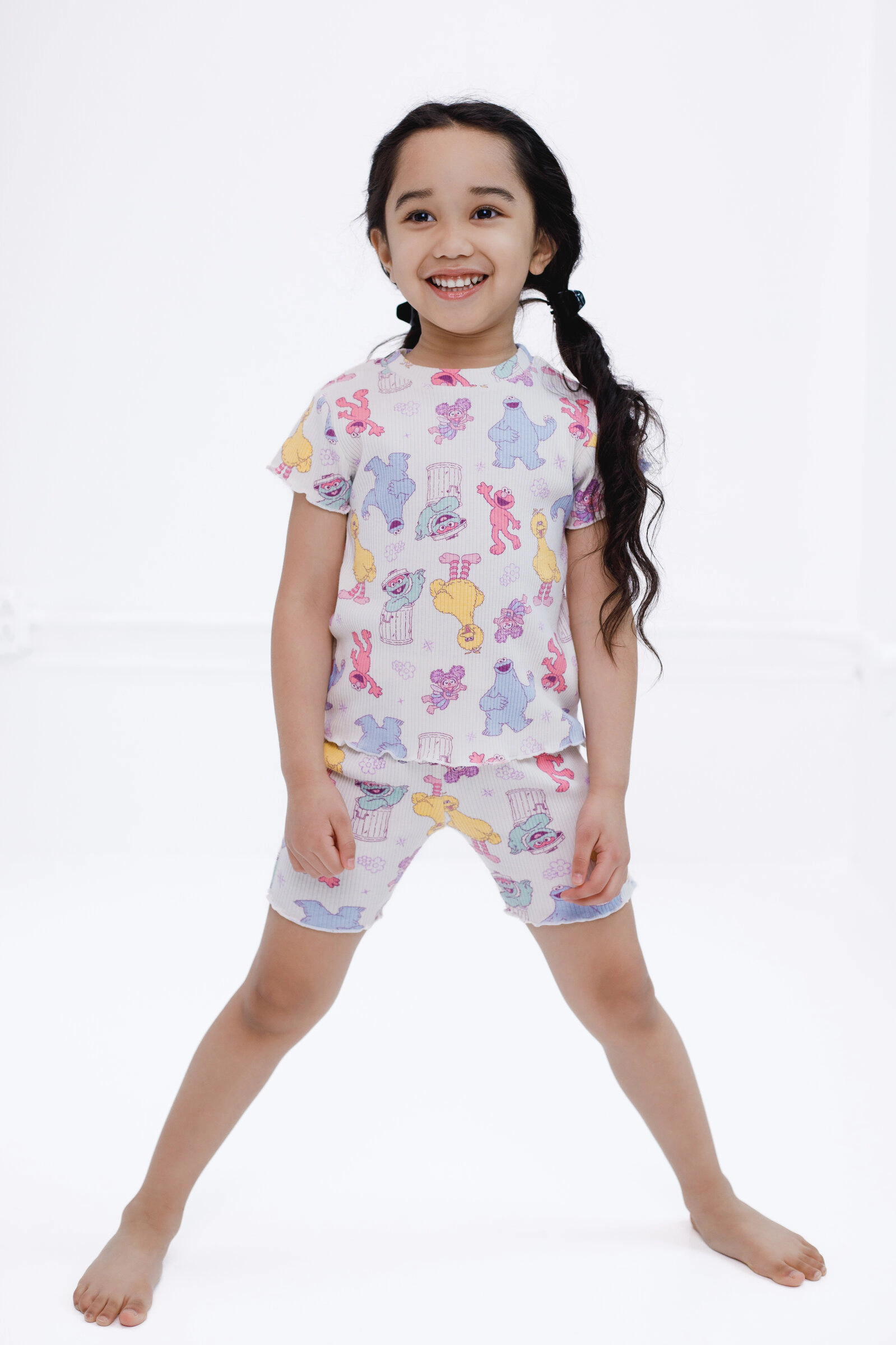 Sesame Street Girls' 2-Piece Tee and Bike Shorts Set