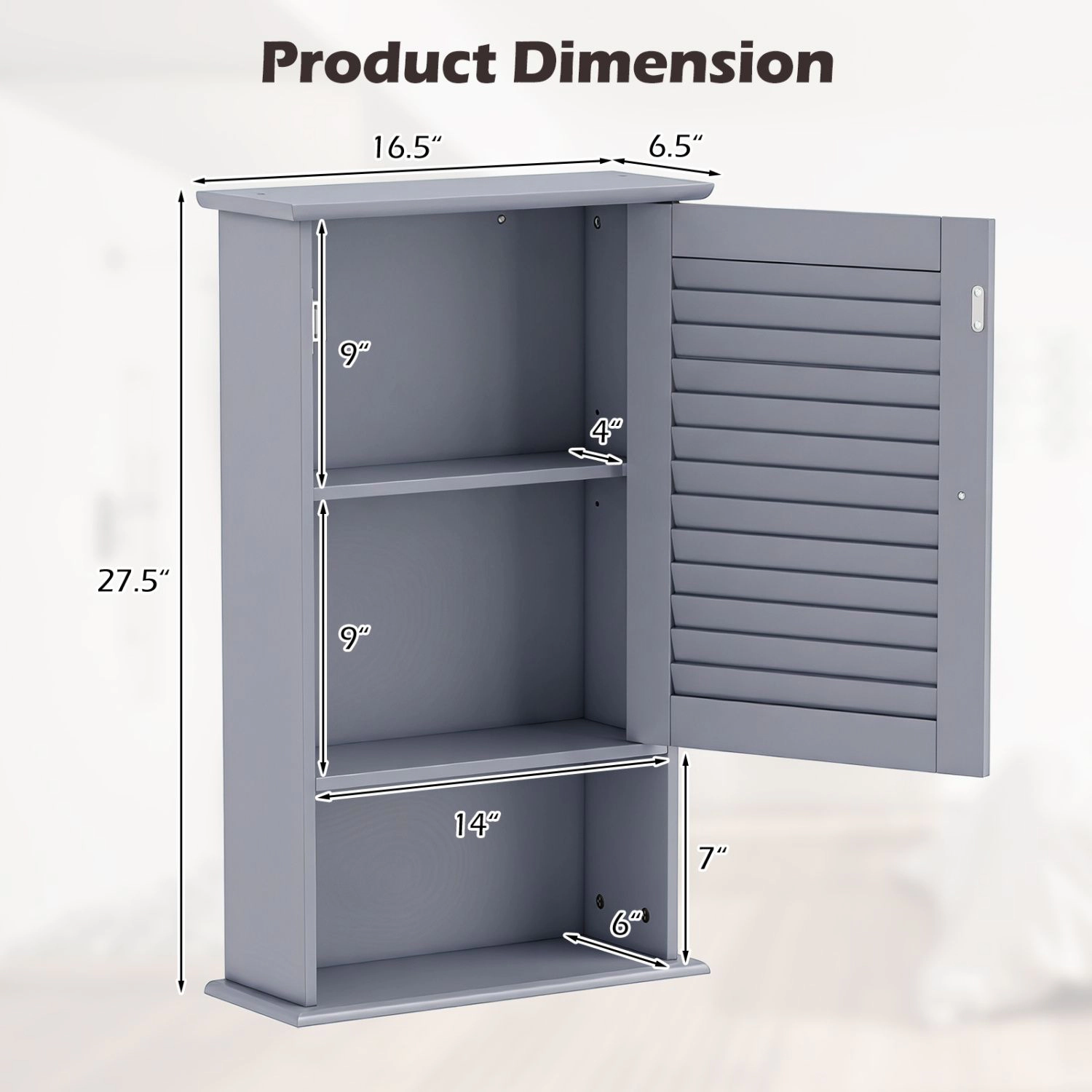SlickBlue Bathroom Wall Cabinet with Adjustable Shelf and Open Storage