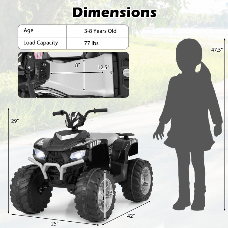 Hivvago 24V Kids Ride-On Electric ATV with Wireless Connection for Toddlers 3-8 Years Old
