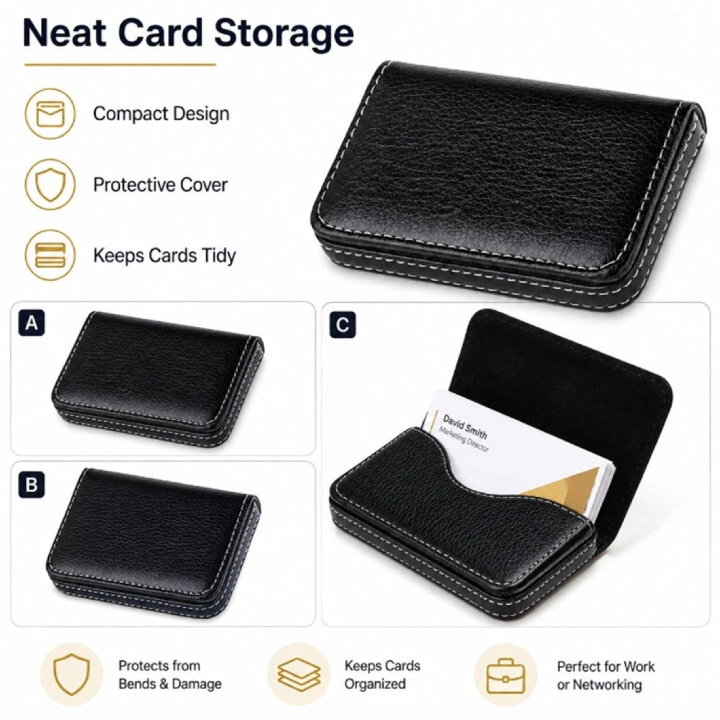 Home Collection PU Leather Business Card Holder Wallet Case with Magnetic Closure