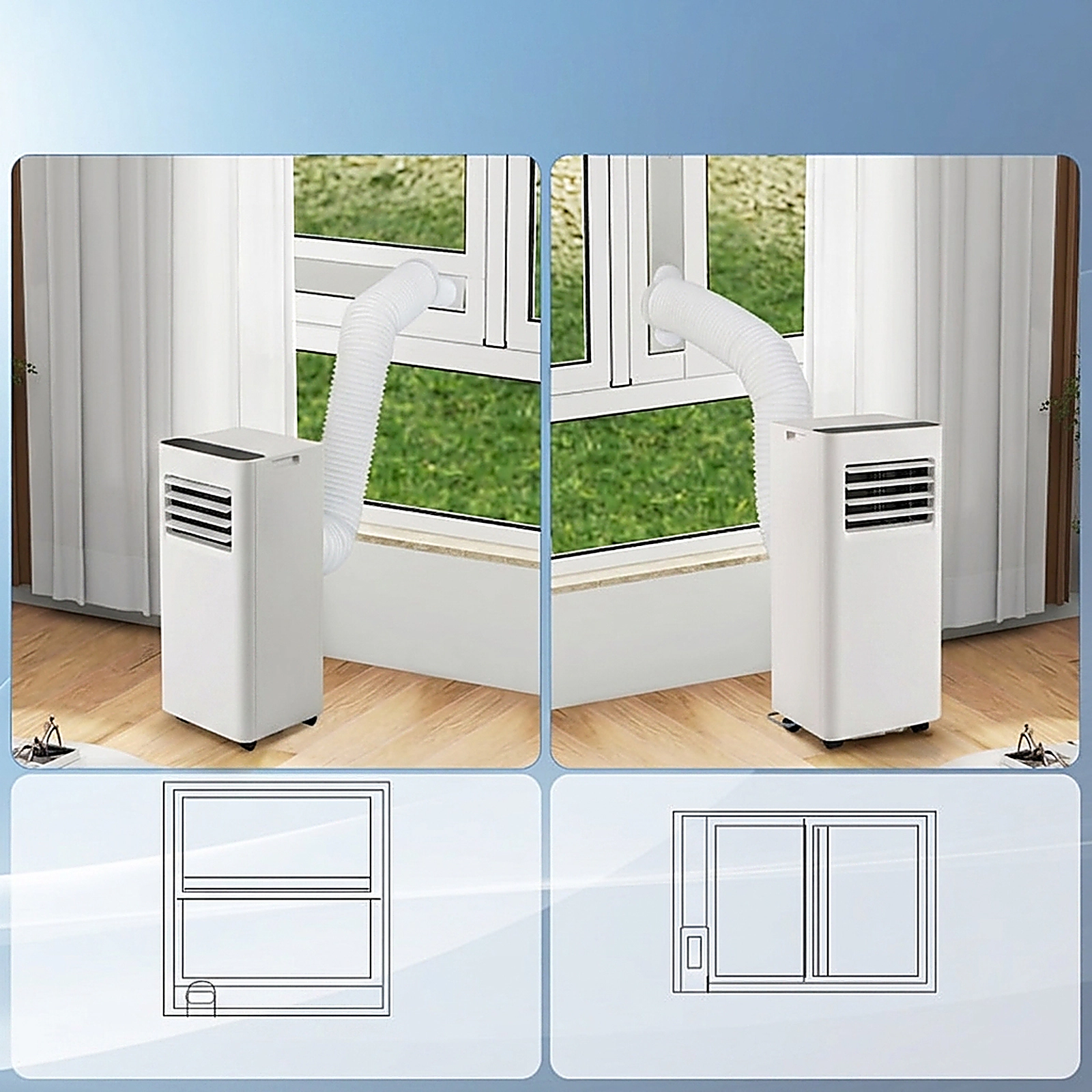 SUGIFT 3-in-1 Portable Air Conditioner with Fan and Dehumidifier 10000 BTU White + Black