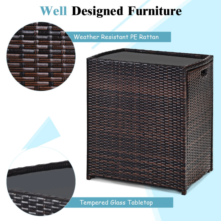 Hivvago 3 Pieces Cushioned Outdoor Wicker Patio Set With No Assembly Needed