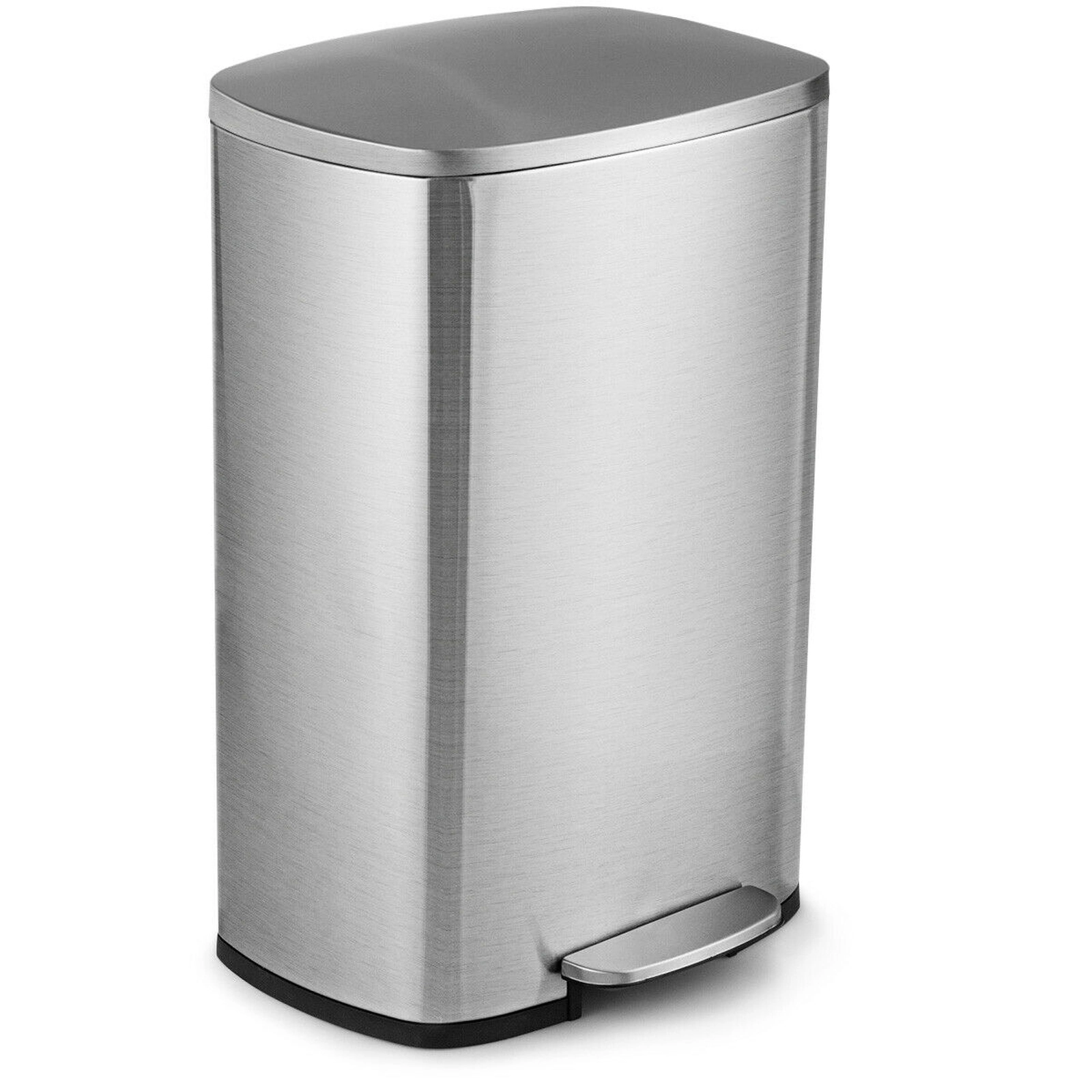 SUGIFT 13.2-Gallon Stainless Steel Step Trash Can Removable Inner Bucket Foot Pedal 17 x 12 x 26-in 13.5-lb Silver