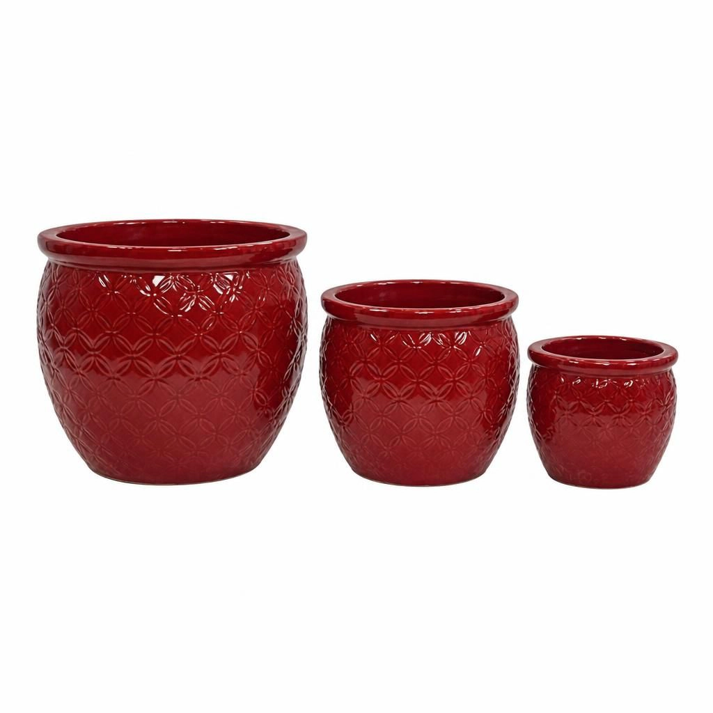 WOW PIONEER Large Round Ceramic Planter Pot for Flowers Herbs Vegetables Shrubs Patio Garden Yard Decor