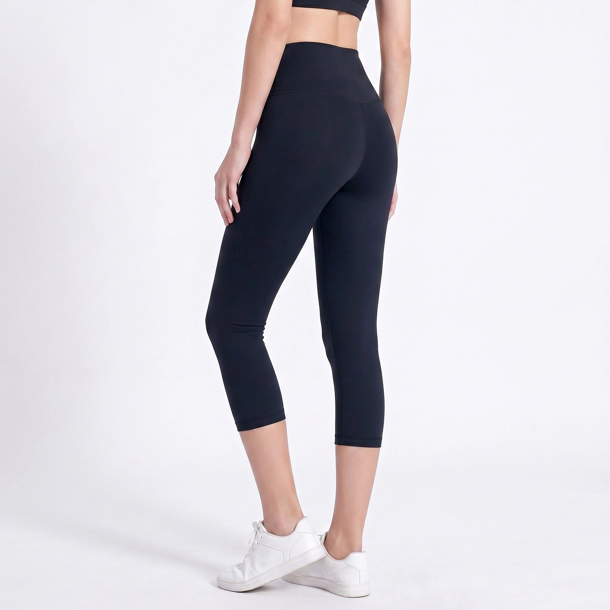 Anna-Kaci Women's High-Waist Capri Leggings with Wide Waistband Smooth Stretch Workout Yoga Pants
