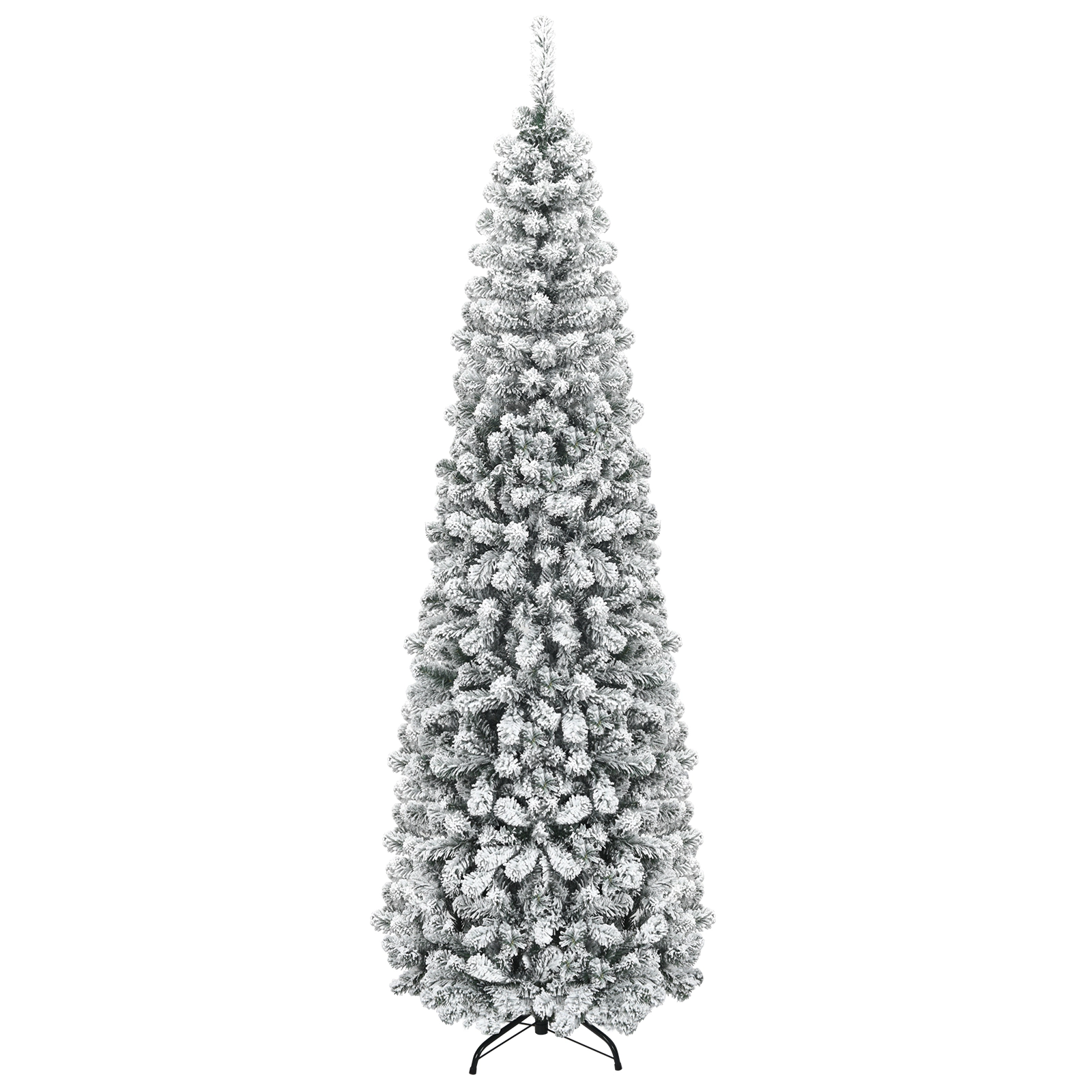 Costway 6 FT Unlit Flocked Pencil Christmas Tree Hinged with 500 Branch Tips