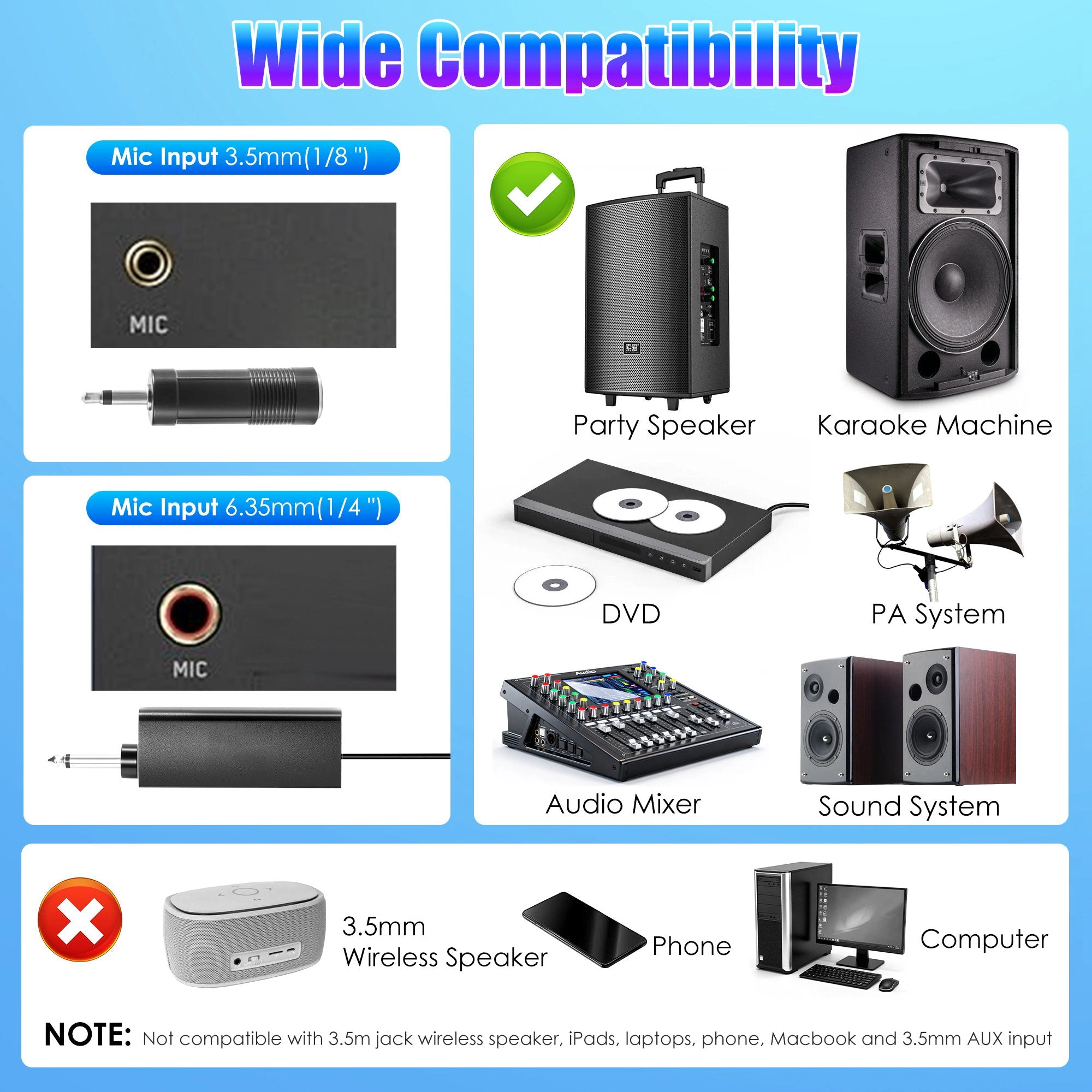 GBruno 2.4G Wireless Metal Handheld Microphone System