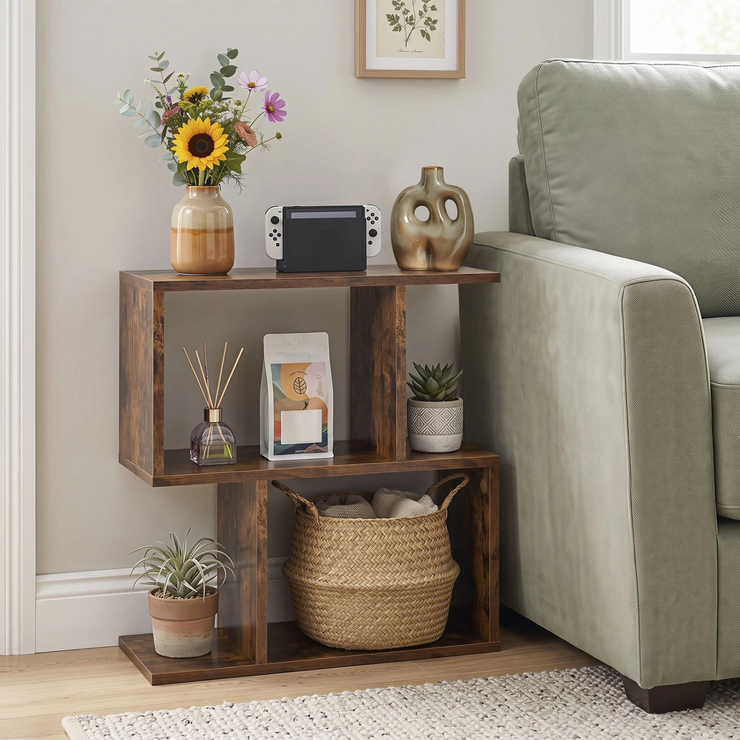SlickBlue Compact 3 Tier Bookcase Display Shelf for Living Room