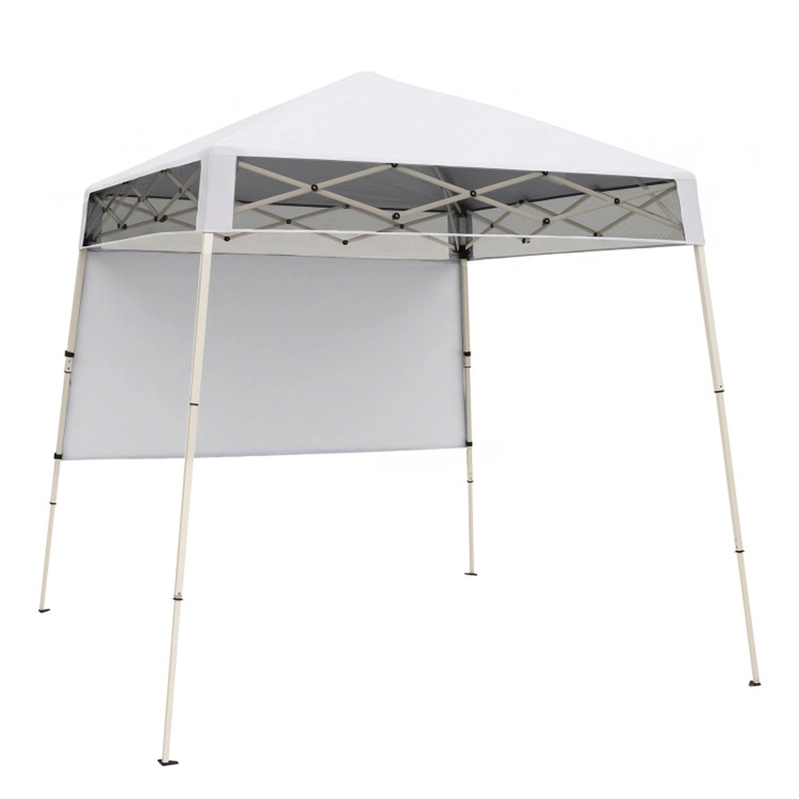 SUGIFT White Instant Slant Leg Pop Up Canopy Tent with 1 Half Sidewall and Carry Bag 7-ft W 7-ft D 7.4-ft H