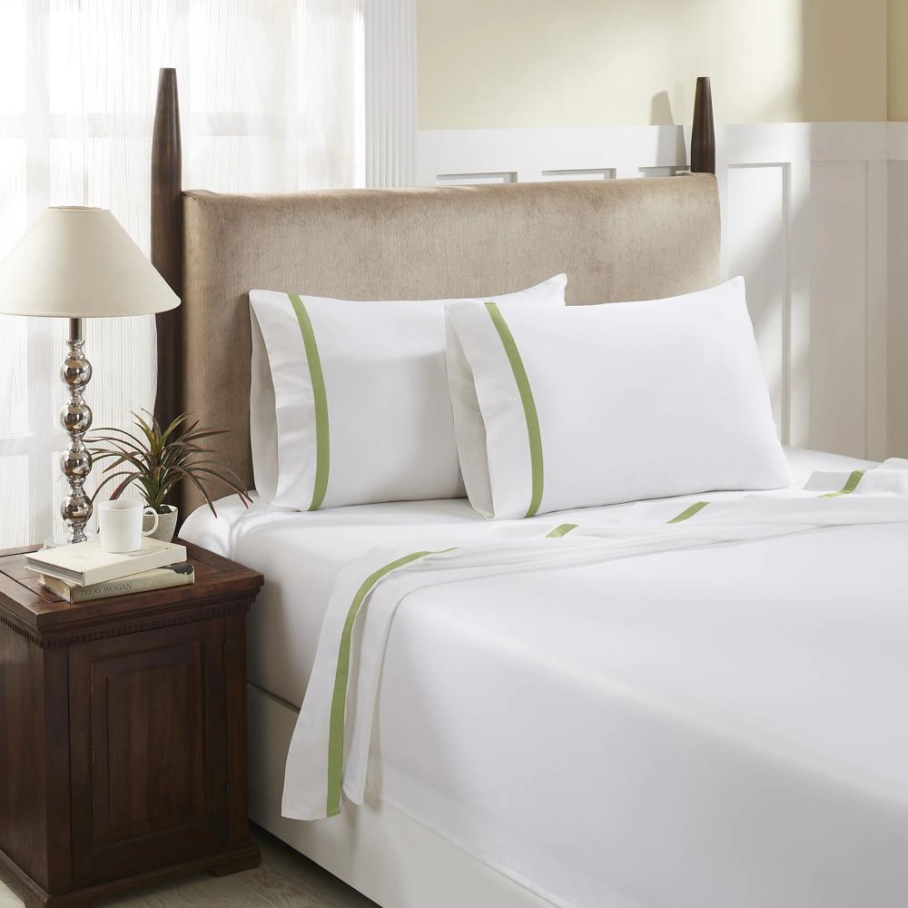 Hotel Concepts 500 Thread Count Deep Pocket Tonal Cotton Sateen Sheet - 4 Piece Set - Queen