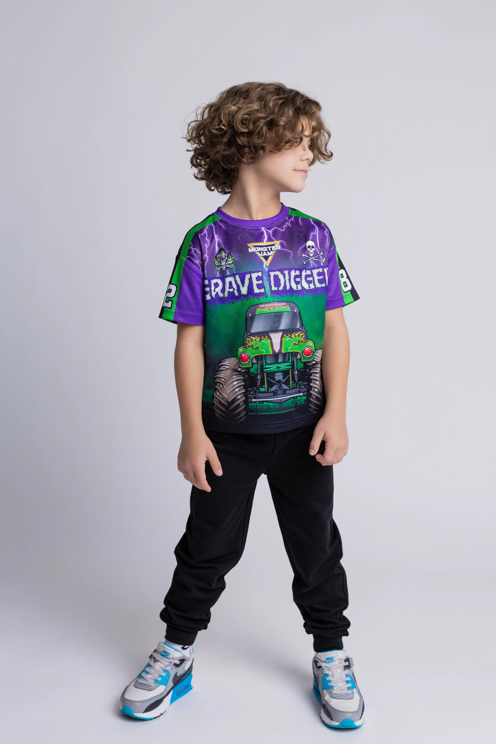 Monster Jam Grave Digger Boys' Athletic 2-Piece T-Shirt and Joggers Set