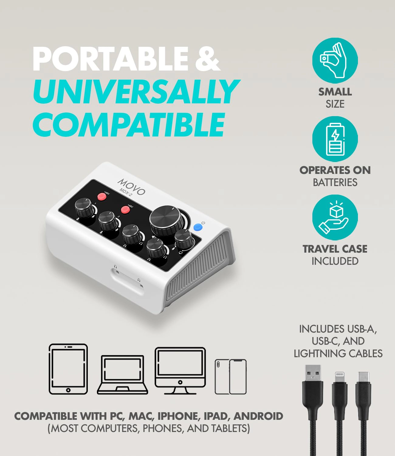 Movo Podcast Equipment Bundle for iPhone Android with Audio Interface 2 Dynamic Mics 2 Headphones and Table Stands