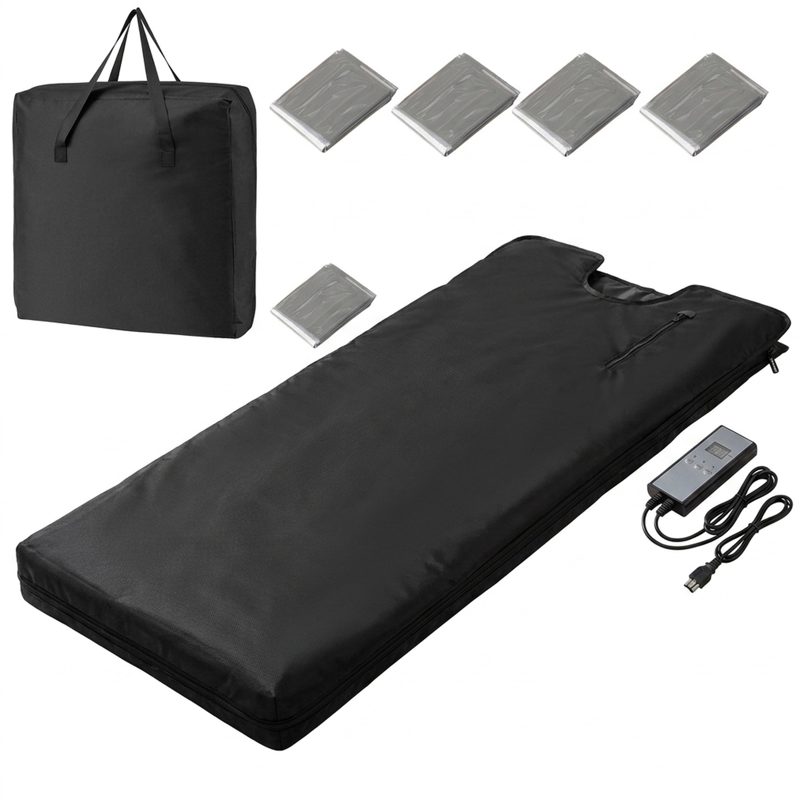 SUGIFT Black Portable Infrared Sauna Blanket with Arm Holes and Carrying Bag 6-ft W 3-ft D 16 Heat Settings