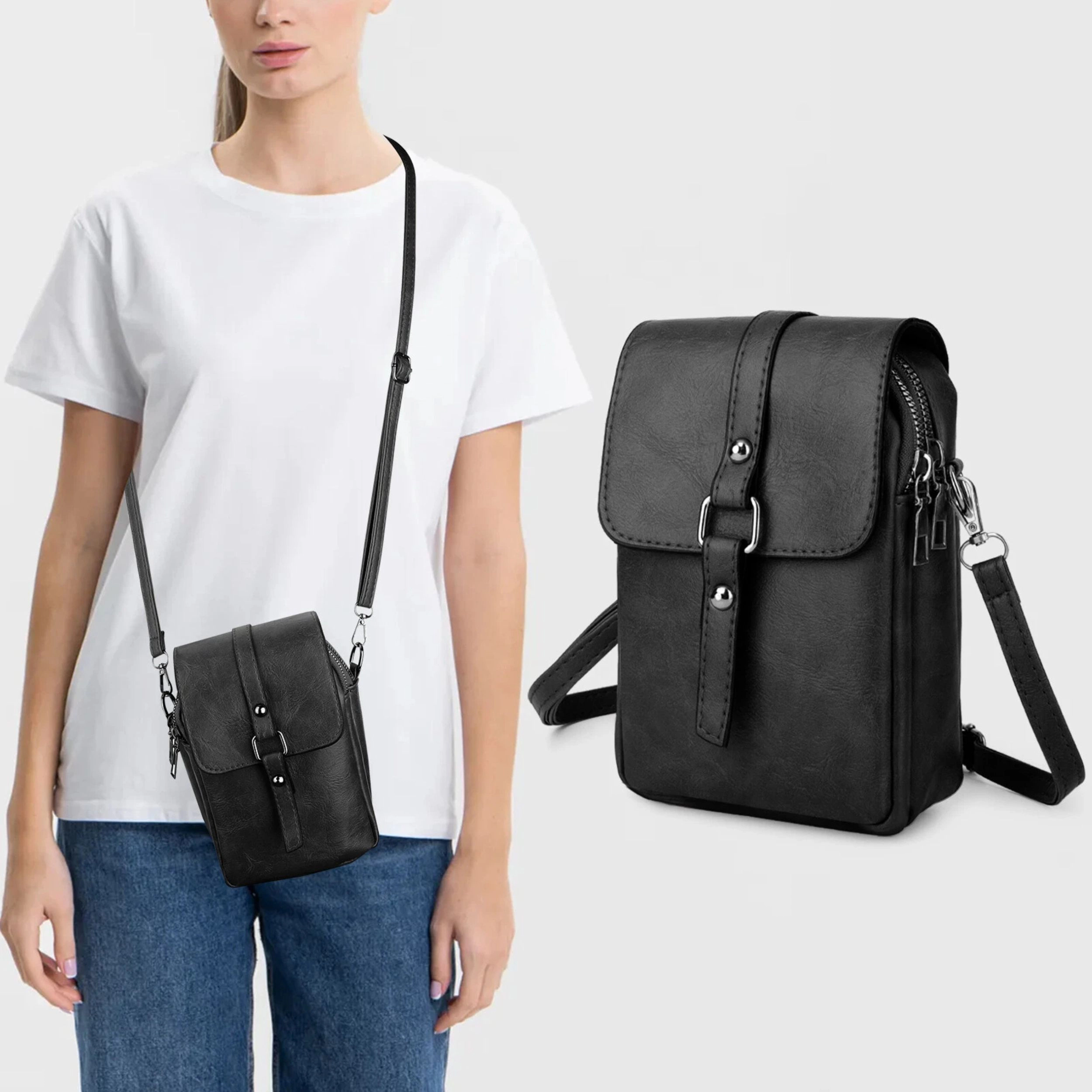 SS Design Women's Small PU Cell Phone Crossbody Purse Wallet Shoulder Bag